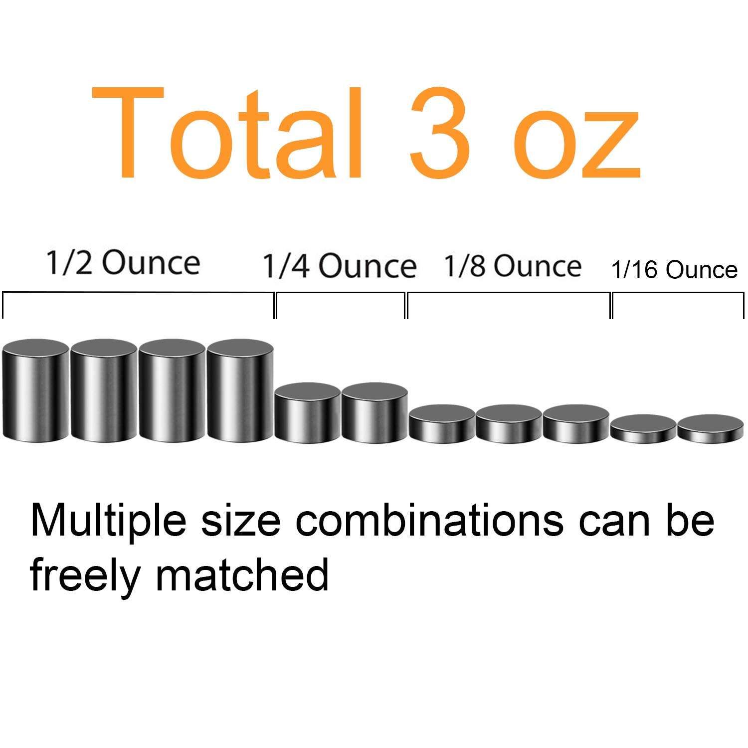 Aneco 3 Ounce Tungsten Weights 4 Sizes Cylinders Tungsten Weights Wooden Racing Weights to Increase The Speed of Wooden Racing Car 2