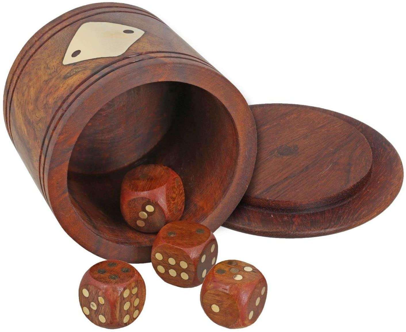 RoyaltyRoute Professional Dice Cup 5 Dice - Handmade Indian Dice Game Set Decorative Storage Box - Christmas Gifts 3