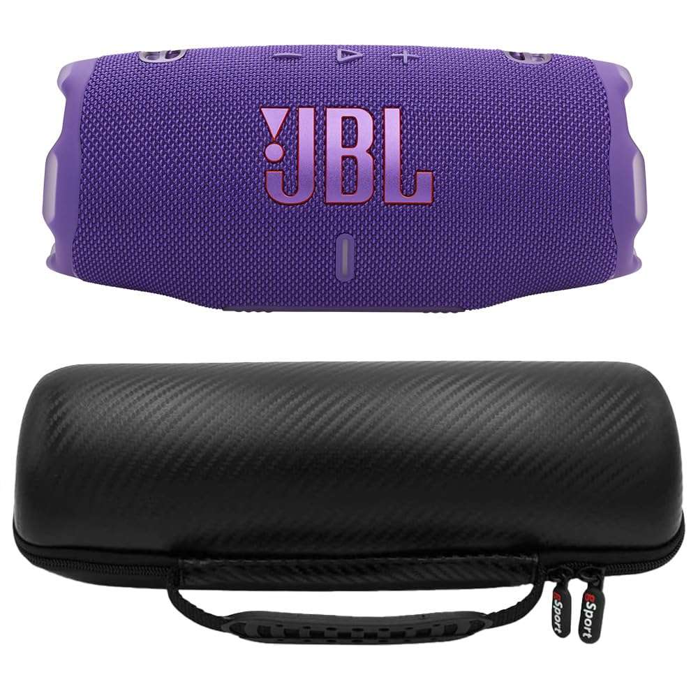 JBL Charge 6 Waterproof Portable Speaker Bundle with gSport Carbon Fiber Case (Purple) 2