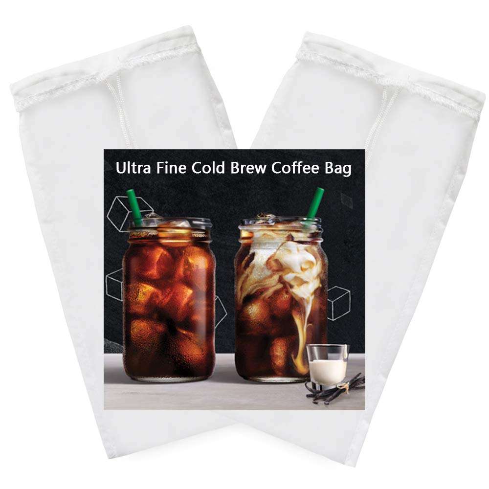 Cold Brew Coffee Bag - 8.6X5 Inches Ultra Fine Mesh-75 Micron Food Grade Nylon, Seamless Bottom Reusable Cold Brew Coffee Filter/Coffee Maker 1