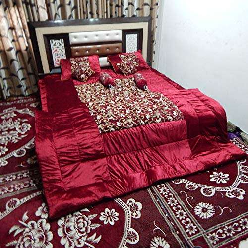 PEPONI Lycra Velvet Touch 480 TC Bedding Set (Standard_Maroon)
