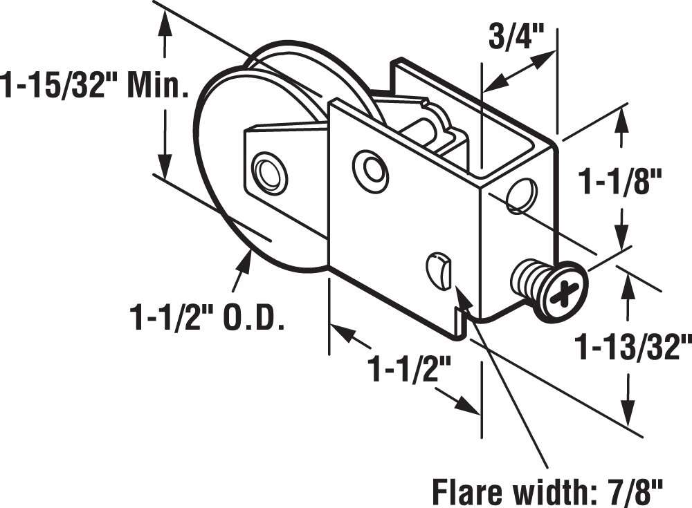 Prime-Line D 1608 1-1/2 In. Steel Ball Bearing Sliding Door Roller Assembly (Single Pack) 2