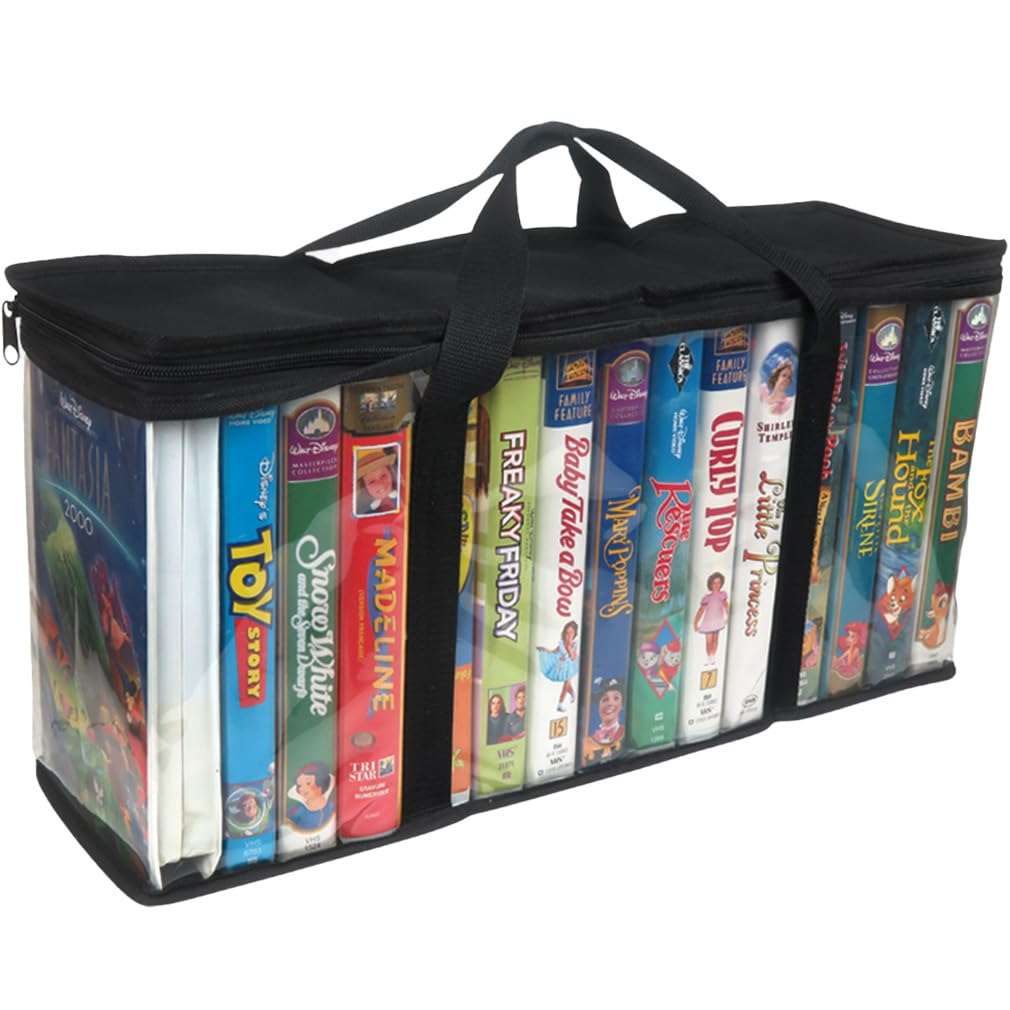 Evelots 4 Pack VHS Storage Bag-Movie Organizer-Video Tape-Handles-Hold 60-No Dust 4
