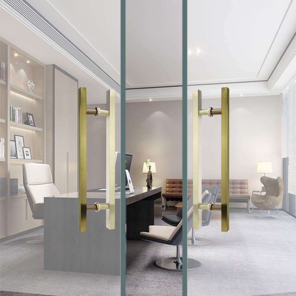 Brushed Stainless Steel Square Tube Office Glass Door Handle/Wooden Door Handle/Push-Pull Door Handle - Gold, 8 Sizes (Size : 1200×800mm) 5