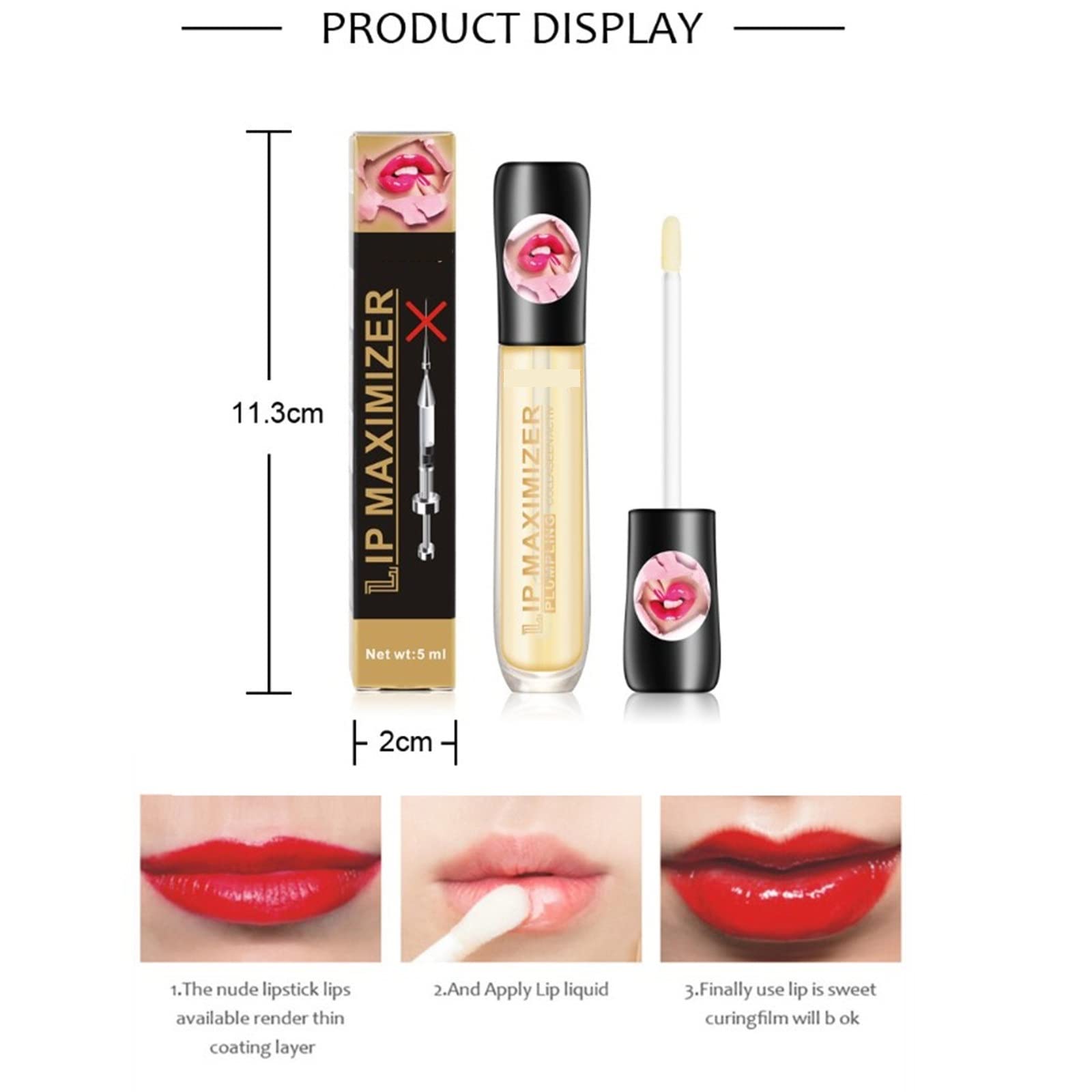 Lip Plumper Vitamin E, Lip Maximizer Hyaluronic Lip Plumper for Moisturize, Plumping Lip Oil Lip Enhancer Plumper Lip Care Serum (Color : 3pcs) 6