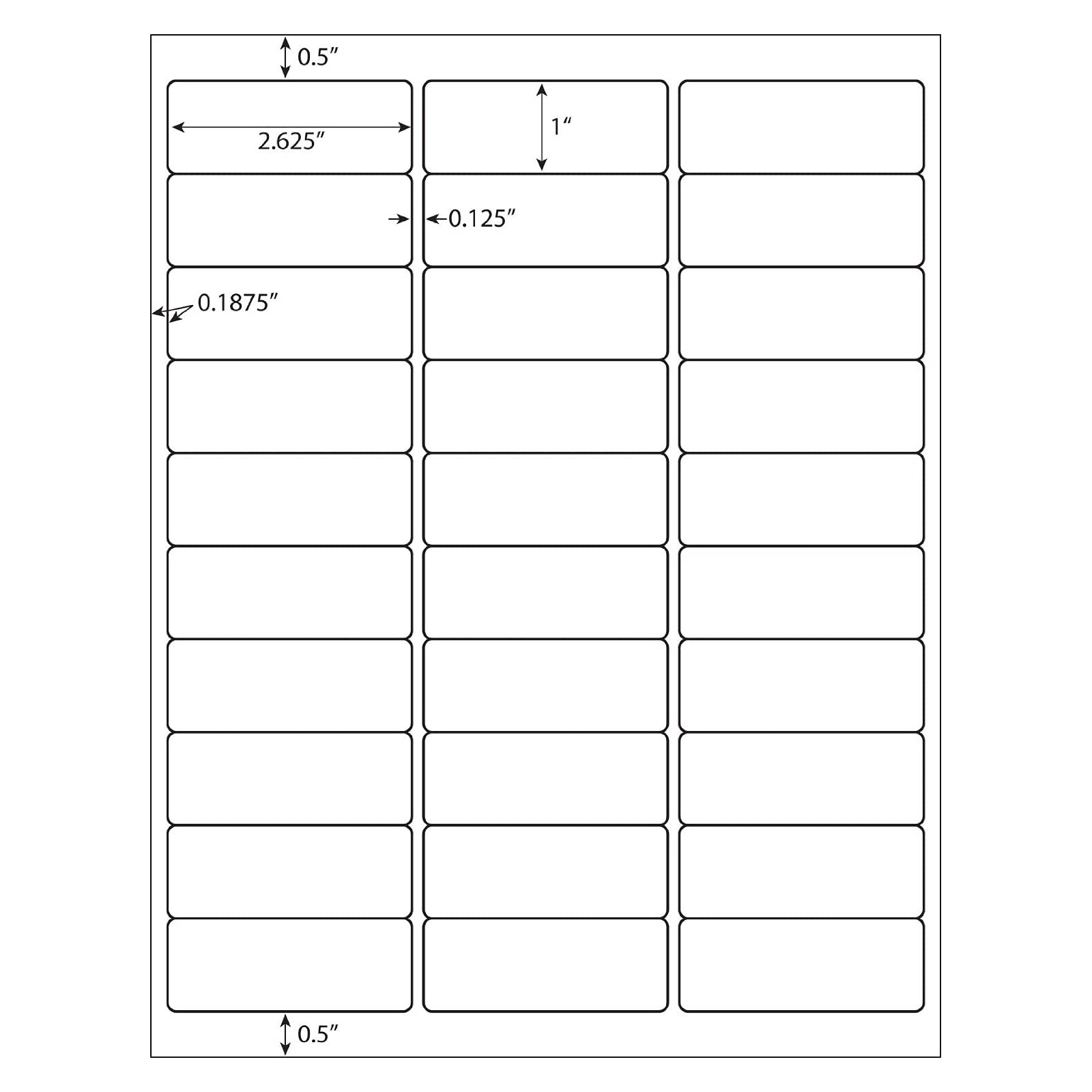 9527 Product 30 up 1 x 2-5/8 Sticker Labels Shipping Address Labels SKU Labels for Laser/Ink Jet Printer (1" x 2-5/8" | 1500 Labels) 2