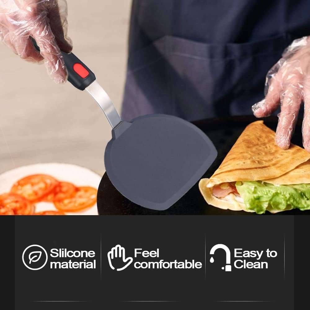 Turbid Silicone Spatula - Nonstick, Heat Resistant Cooking & Baking Flipper for Pancakes, Omelettes, Pizza, Steak, Dosa - Ideal for Griddle Pans, Cookware and Fish Turner (Wide Spatula) 6
