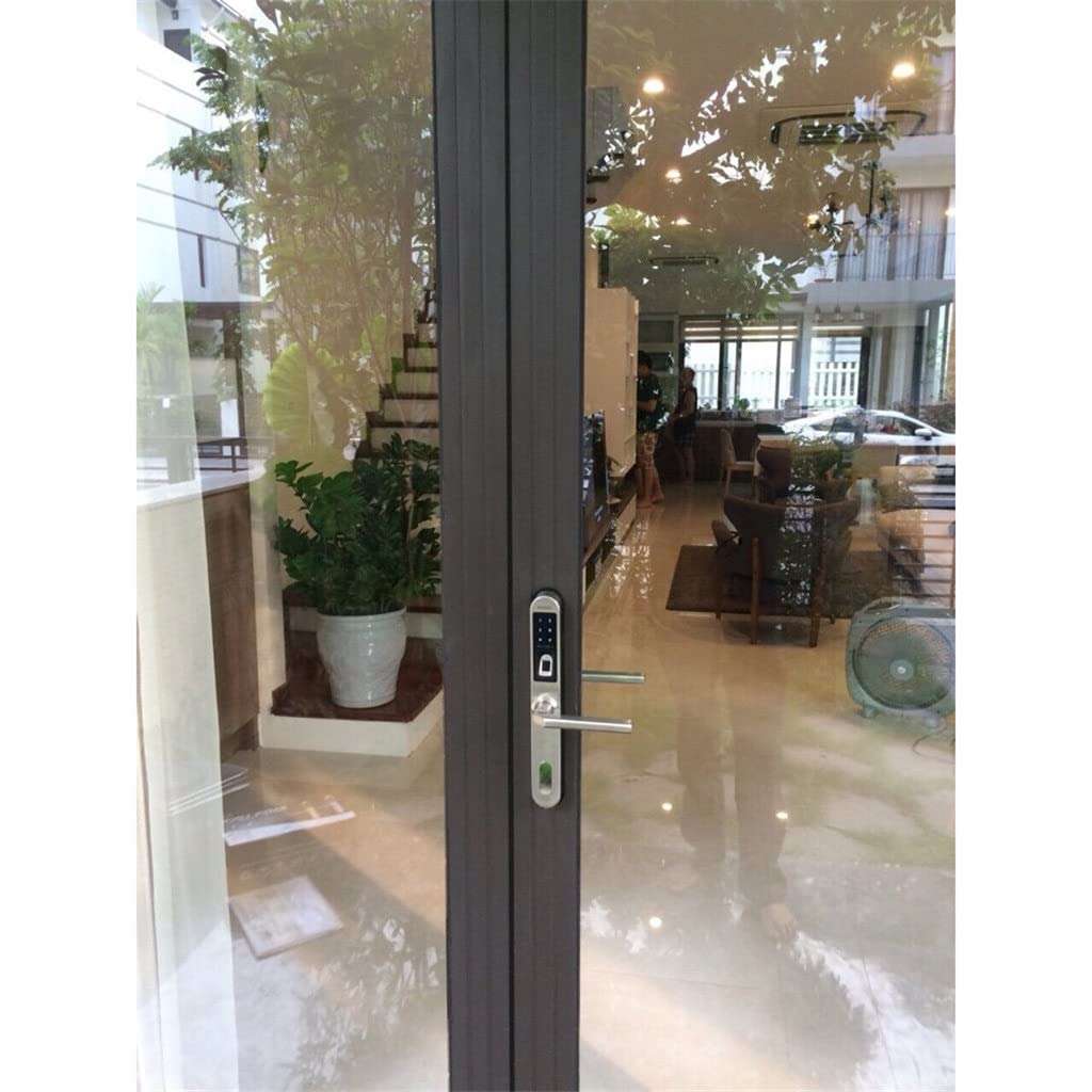 Waterproof Electronic Sliding Door Lock, Keyless Biometric Fingerprint Sliding Hook Door Lock for Wooden or Aluminum Glass Door (Color : B) (B) 3