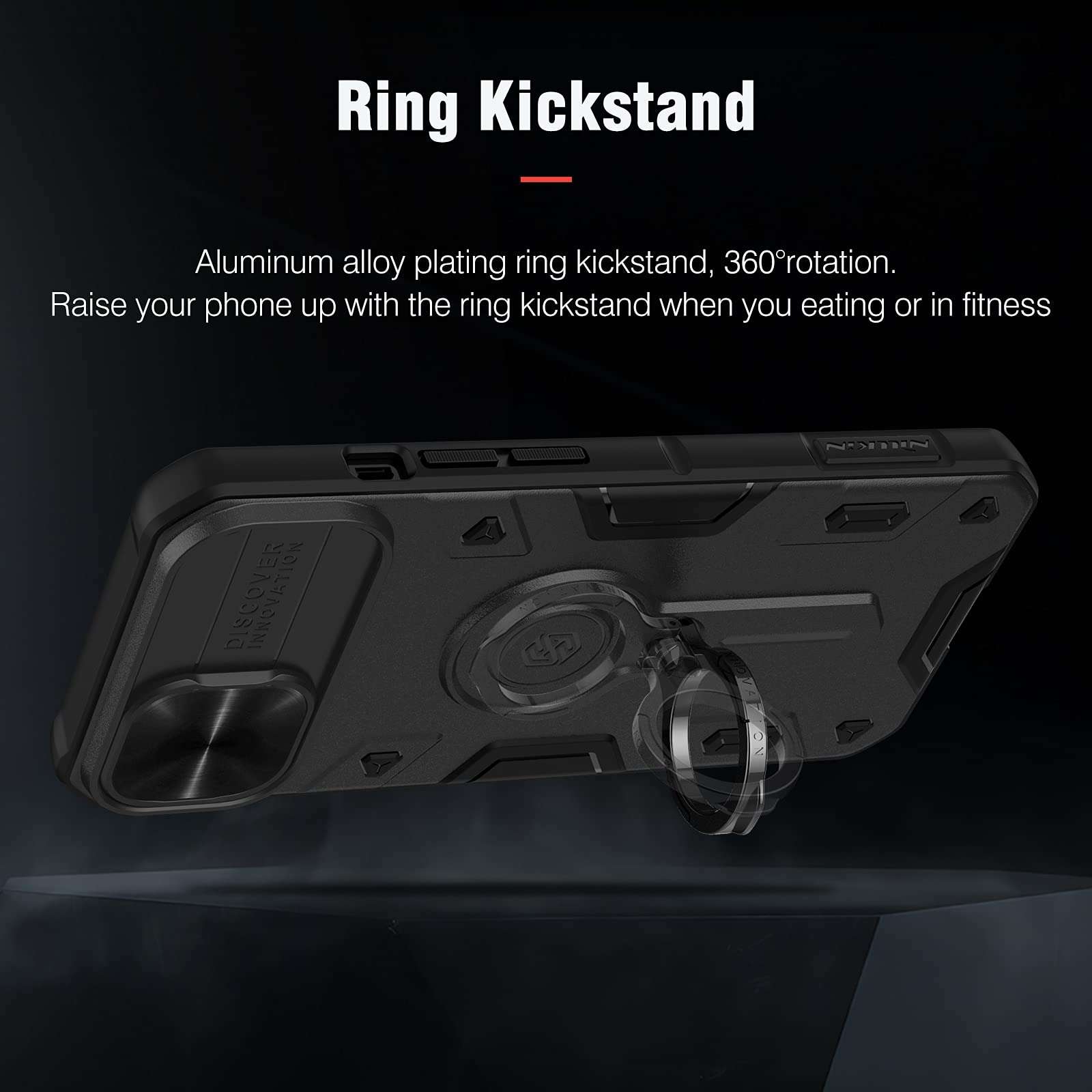 Nillkin CamShield Armor Case Compatible with iPhone 13 Case [Kickstand and Camera Lens Cover] Shockproof Hard PC Back and Soft Silicone Bumper Hybrid Protective Cover for 13 6.1 '' Black 5