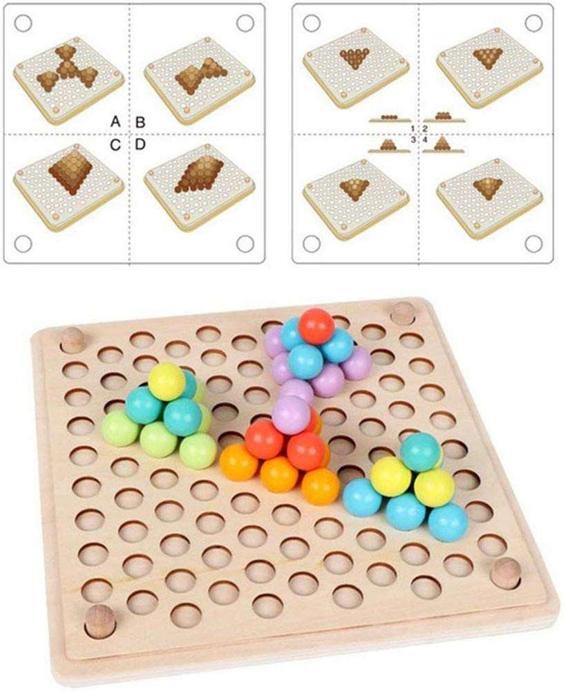 Montessori Early Educational Toys Use Chopsticks Clip Wooden Beads from Pegs Board to Training Hand Eye Coordination and for Preschool Kids Learning Math and Counting by Color During Sorting Games 5