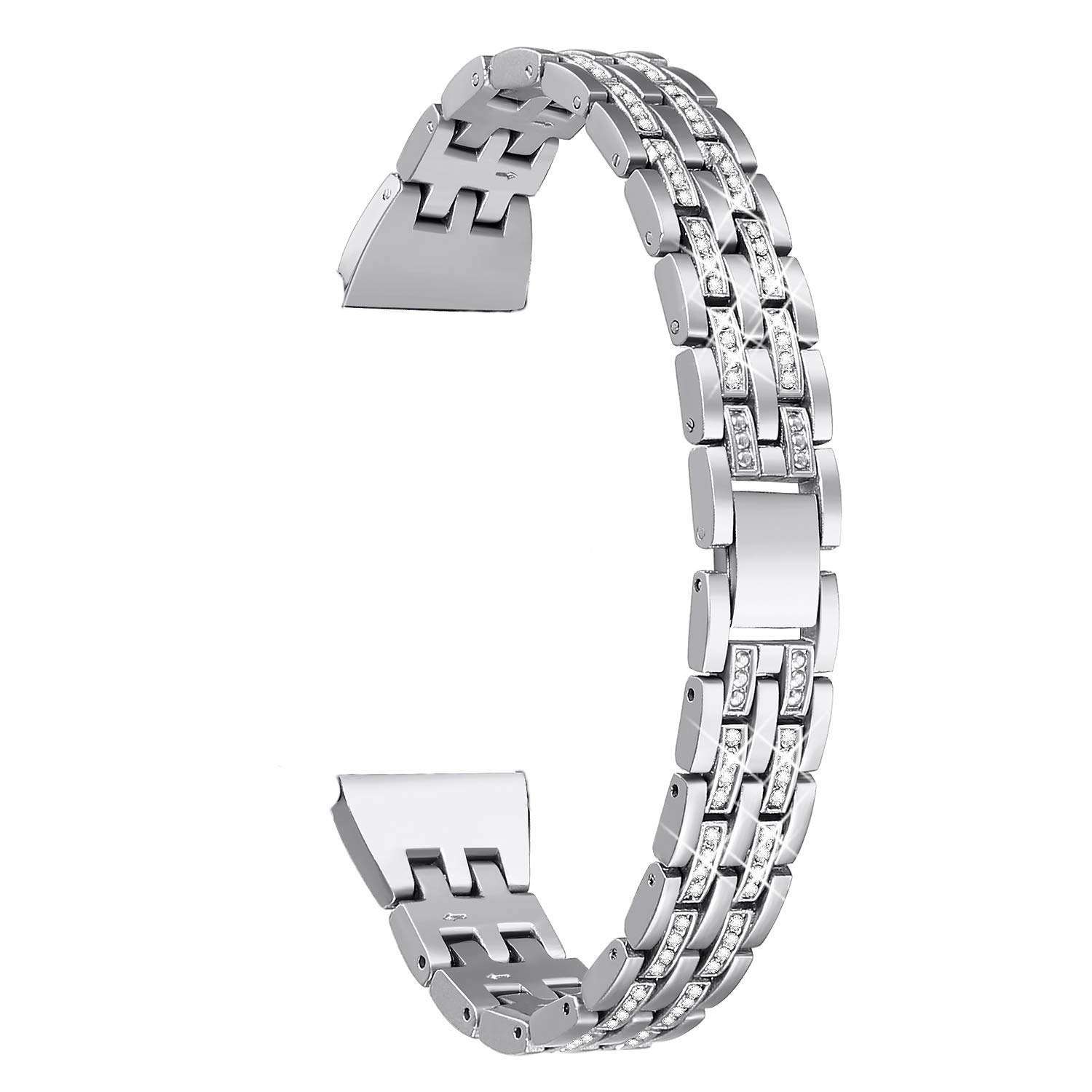 Dealfreez 38/40 MM Diamond Bling Metal Band Stainless Steel Replaceable Strap Bracelet Compatible with Apple Watch iWatch Series SE/6/5/4/3/2/1 (Silver)