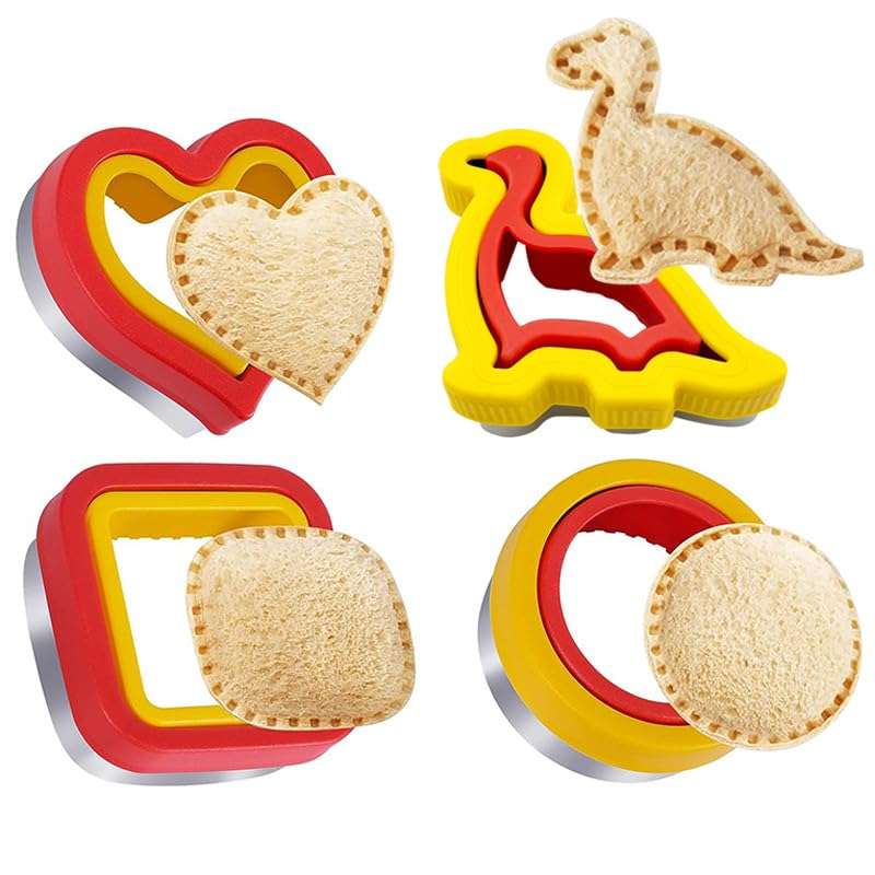 sandwich cutter.bread cutter.sandwich crimpit.uncrustables sandwich maker.sandwich sealer.crimpit sandwich maker.crustless sandwich cutter.crust cutter.sandwich mold (Yellow red) 1