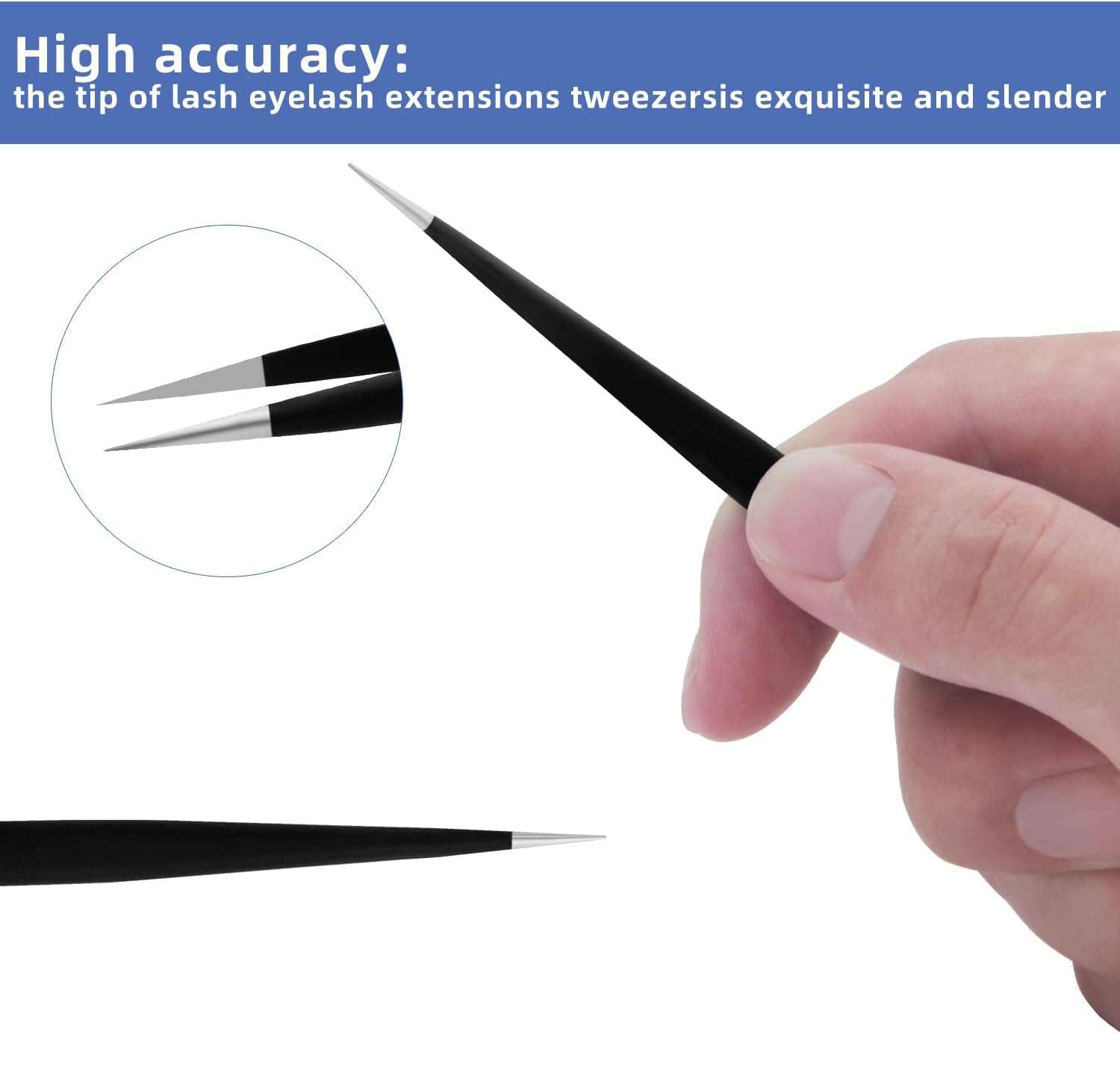 ERZA Precision Tweezers, Upgraded Anti-Static Stainless Steel of Tweezers, for Electronics, Soldering, Laboratory Work, Jewelry-Making, Model, Craft, Black, Design 00, Pack of 1 5