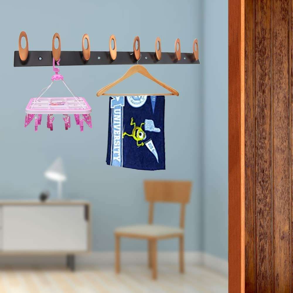 GHAR DWAR 8 Pin (Pack of 4) Bathroom Cloth Hooks Hanger Door Wall Bedroom Bathroom Robe Hooks Rail for Hanging Keys,Clothes,Towel Steel Hook 5