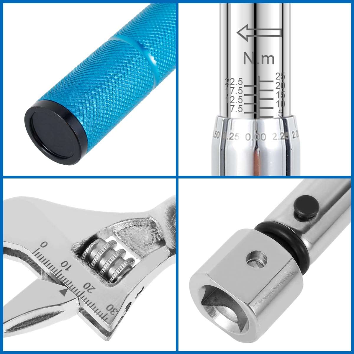 Kandishiex Digital Adjustable Torque Wrench 5-25 NM, 30mm Open-End Steel Torque Wrench, 9×12mm Interchangeable Head, Precision Hand Tool for Car Repair, Bicycle Maintenance, and Spanner Applications 4