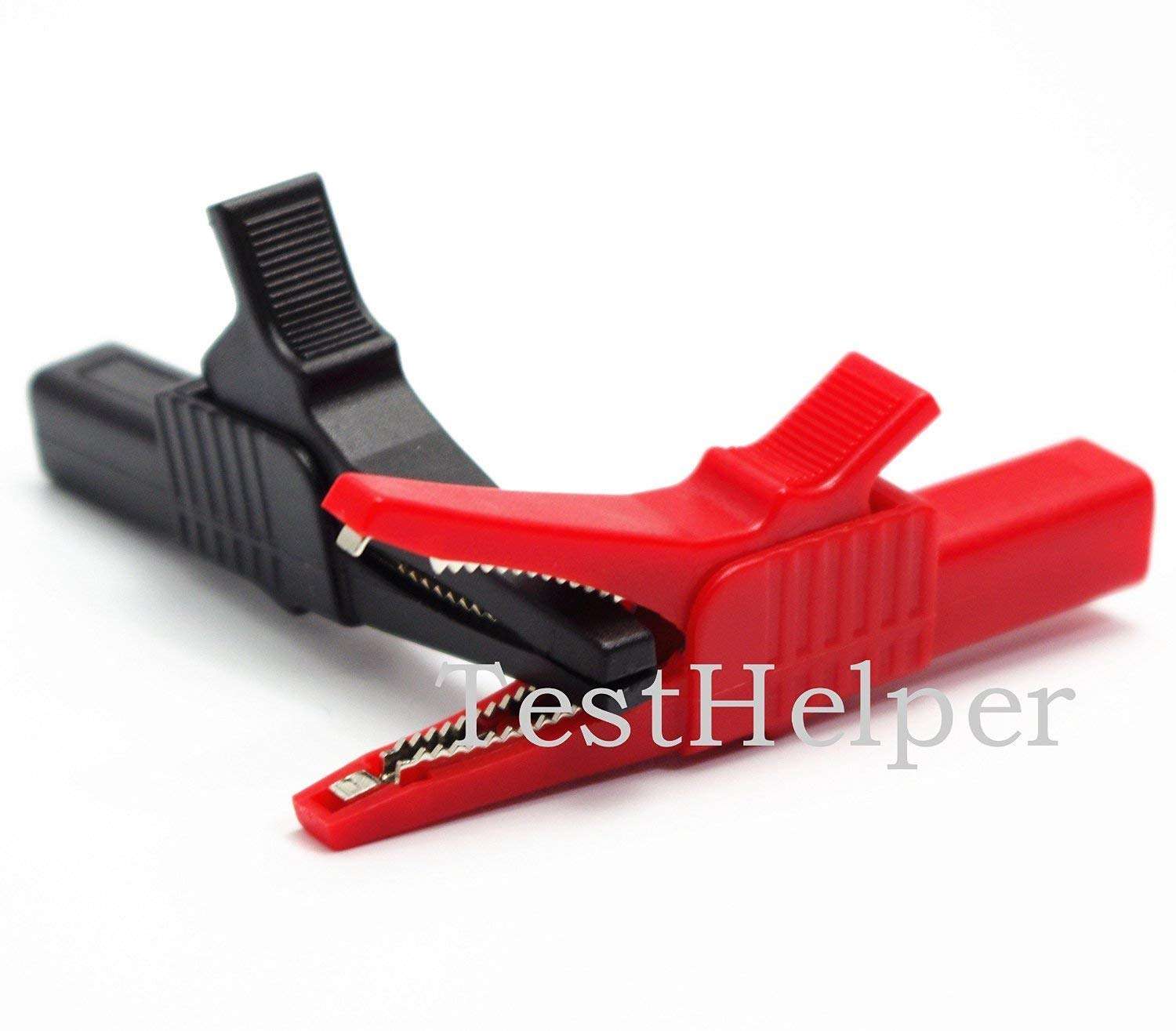 TestHelper 5sets AC262 Testing Probe Insulated Alligator Crocodile Clip Clamps 4mm Banana Plug Socket 5pcs Red and Black 4