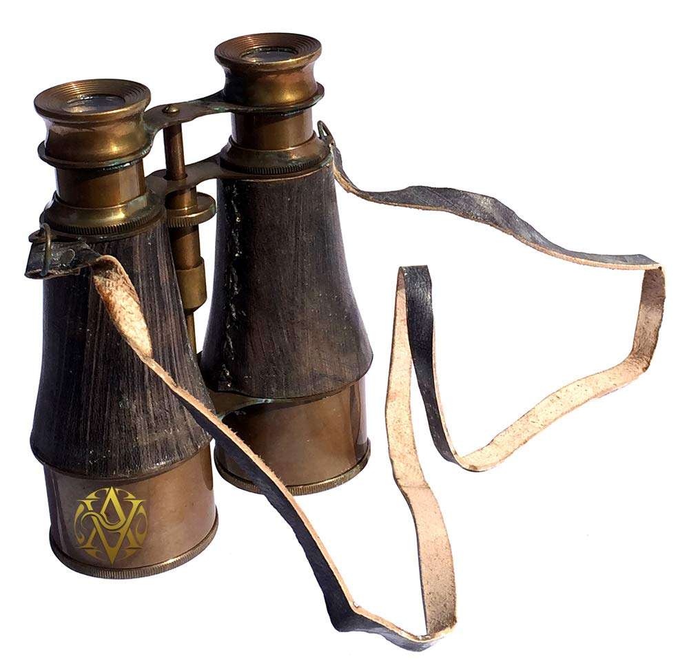 Vintage Brass Binocular Marine Nautical Telescope Leather Cover Strap War Replica Sailor Gifts for Son/Father/Men/Friend 3