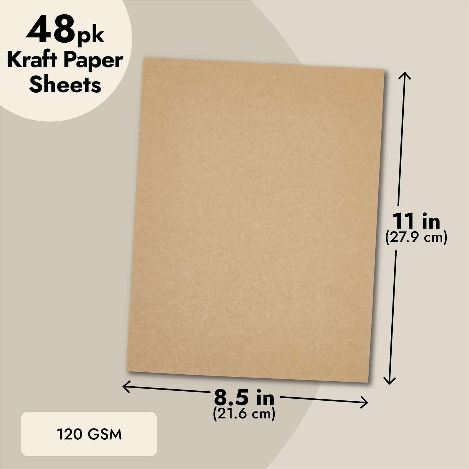 Best Paper Greetings Cardstock Paper Sheets - 8.5 x 11 In, 120 GSM, 48-Pack, Brown - Kraft Paper Cardstock for Invitations, Announcements & Crafts 4
