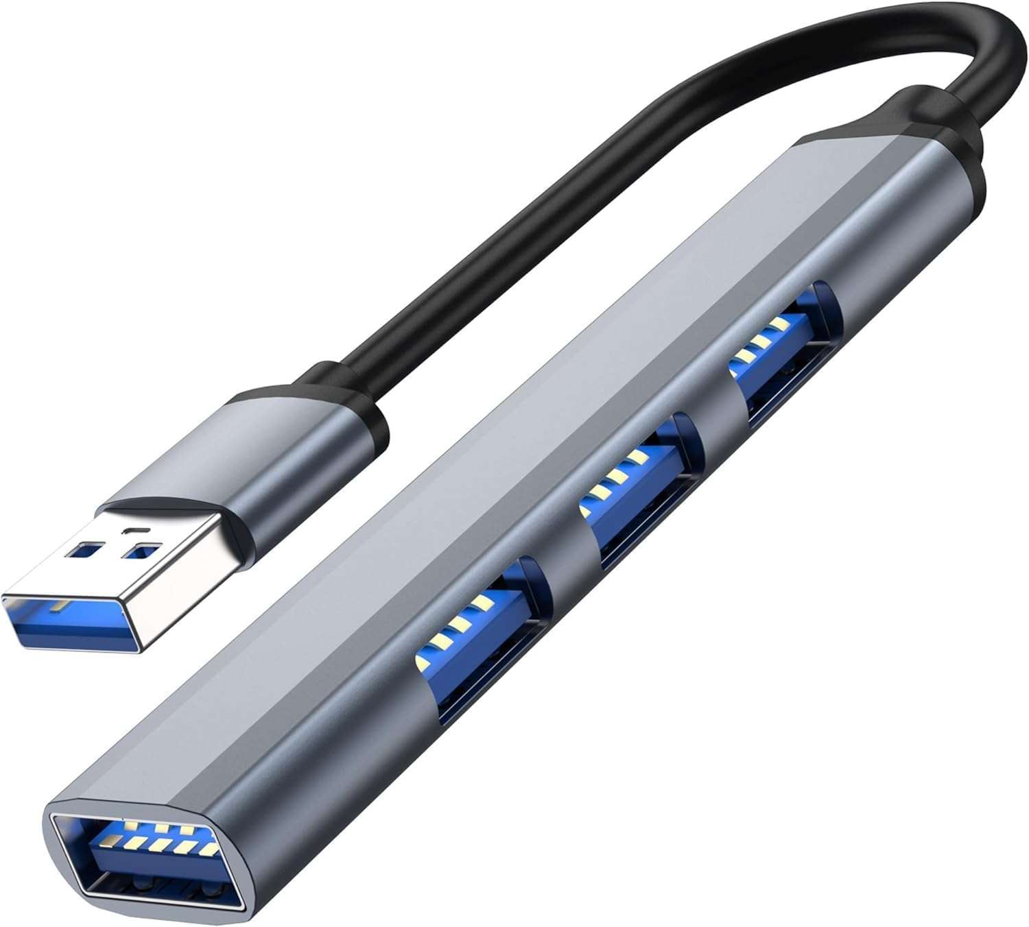 USB Hub 3.0 with 4 Ports, Aluminium USB 3.0 Hub USB Splitter Extender for for Laptop, PC, MacBook, Mac Pro, Mac Mini, iMac, Surface Pro and More LB02 1