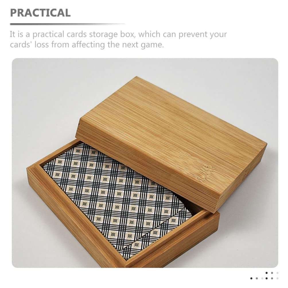 Zerodeko Wooden Playing Card Holder Box Playing Card Deck Container Rustic Card Storage for Poker Cards Bank Cards Business Cards Game Cards Khaki 5