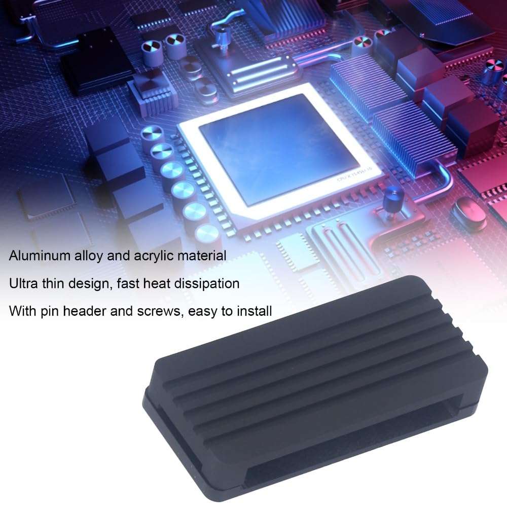 Chiffonade Aluminum Alloy Cooling Case for Raspberry Pi Zero 2W - Acrylic Bottom Shell with Bent Pin Header, Passive Heat Dissipation Chassis Kit 4