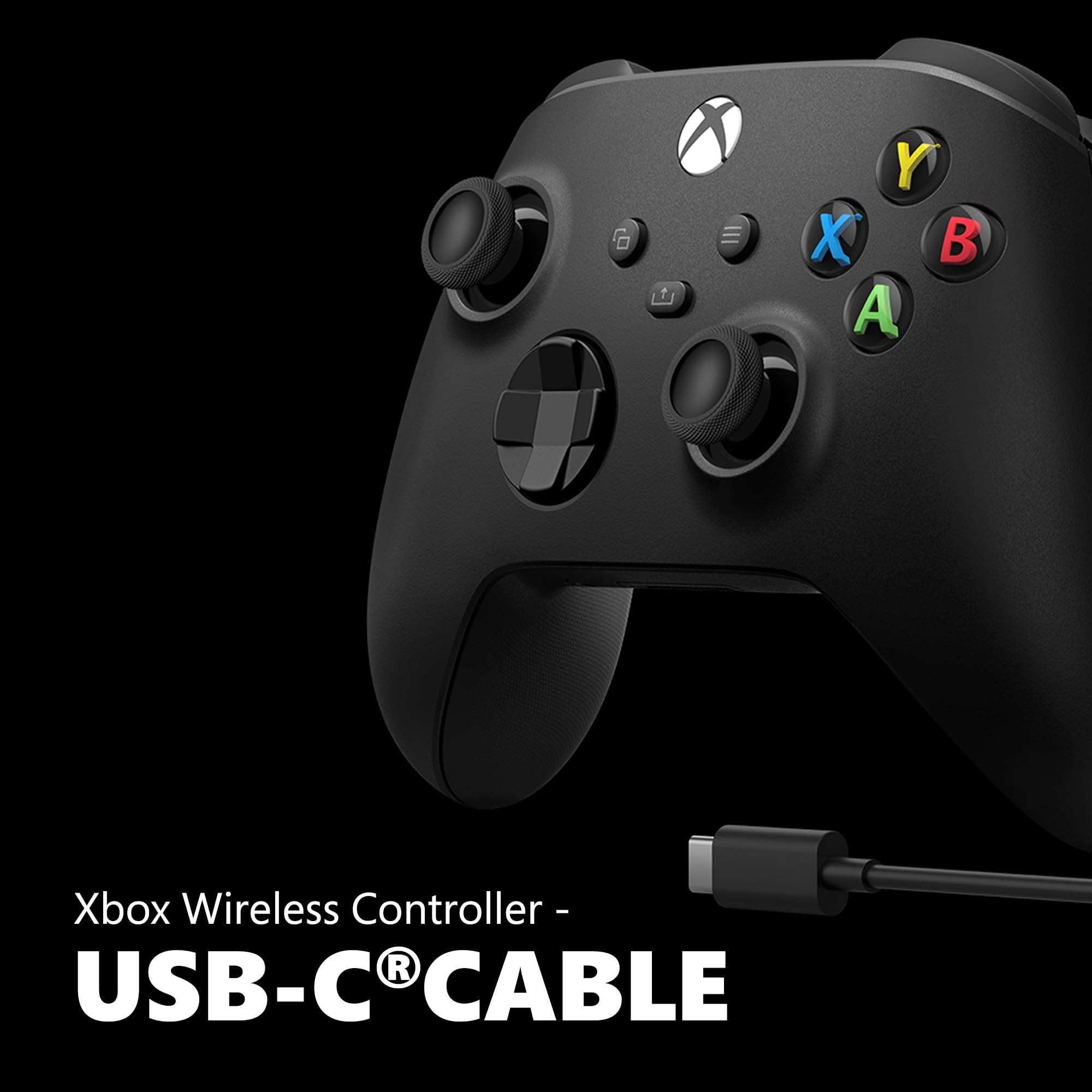 Xbox Wireless Gaming Controller + USB-C® Cable (2025) – Carbon Black – Play on Xbox, Windows, Android, iOS, FireTV Sticks, Smart TVs, VR Headsets 3