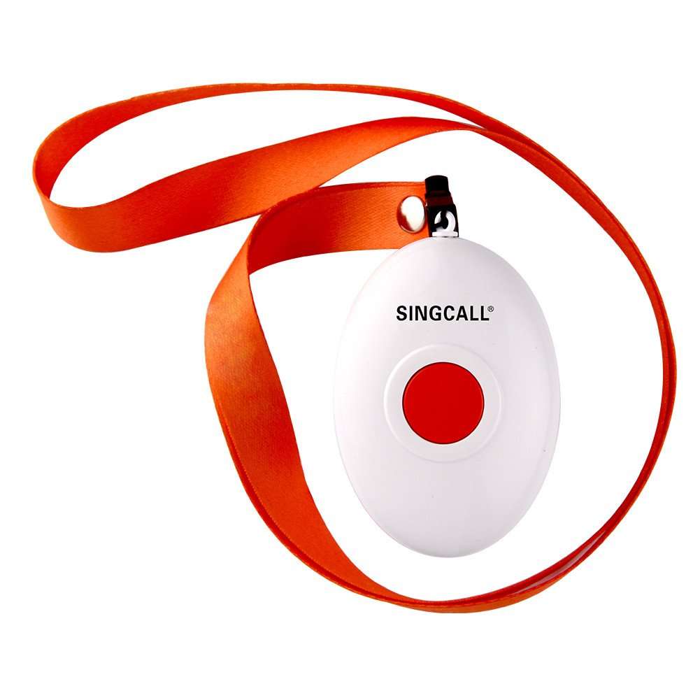 SINGCALL Home Caring Alarm System Nurse Call,Oval Rounded Lightweight Convenient,Fit for Old, Patients Children,A Caregiver Receiver 2 Necklace Pagers 5