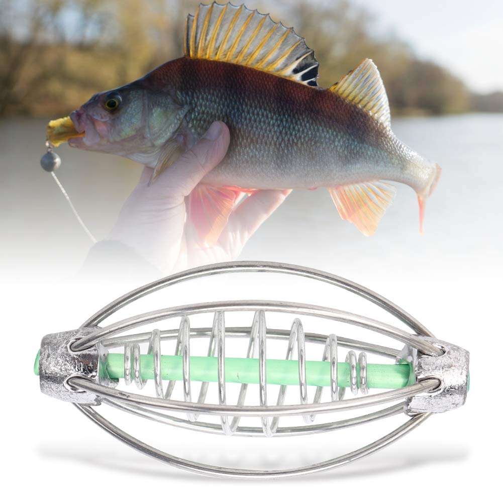 Carp Bait Holder Spring Fishing Feeder,10Pcs Carp Fishing Feeder Stainless Steel Spring Fishing Feeder Bait Cage Holder Tackle Accessory with Pendant Bead(17g) 4