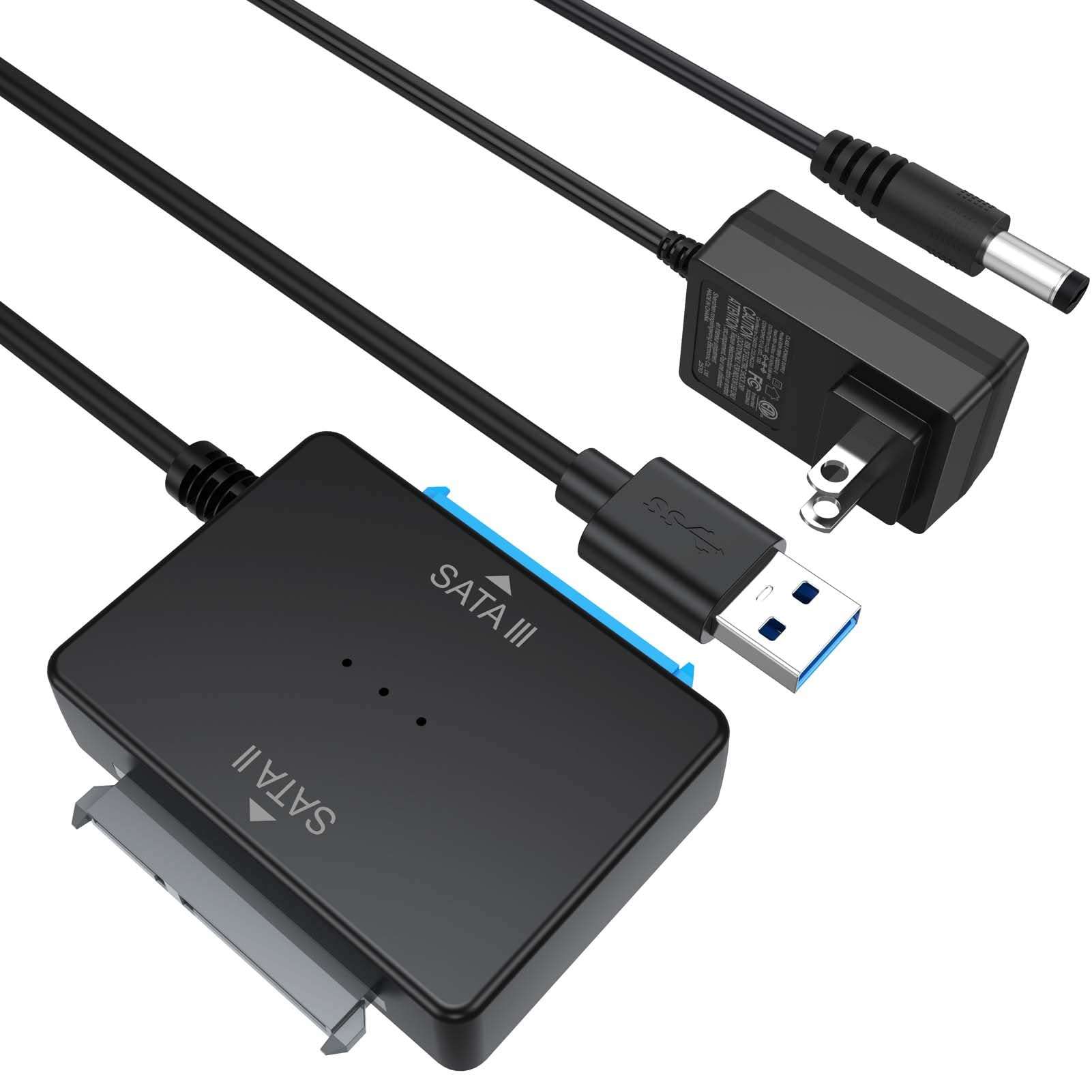 SATA to USB Adapter with Power Supply, Hard Drive Docking Station for 2.5'' SSD 3.5'' HDD Hard Disk, HDD Duplicator Data Transfer Recovery Converter Up to 20TB, Support UASP Seagate WD Toshiba 1