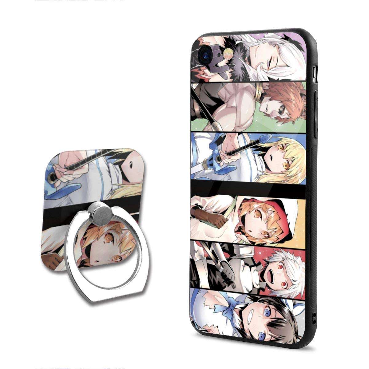 Official is It Wrong to Pick Up Girls in A Dungeon (DanMachi) Anime/Cartoon/Comic/Gaming TPU Glass Phone Case iPhone 7/8 Case Ultra Thin Slim Fit Soft Silicone + Cell Phone Ring Holder Square 2