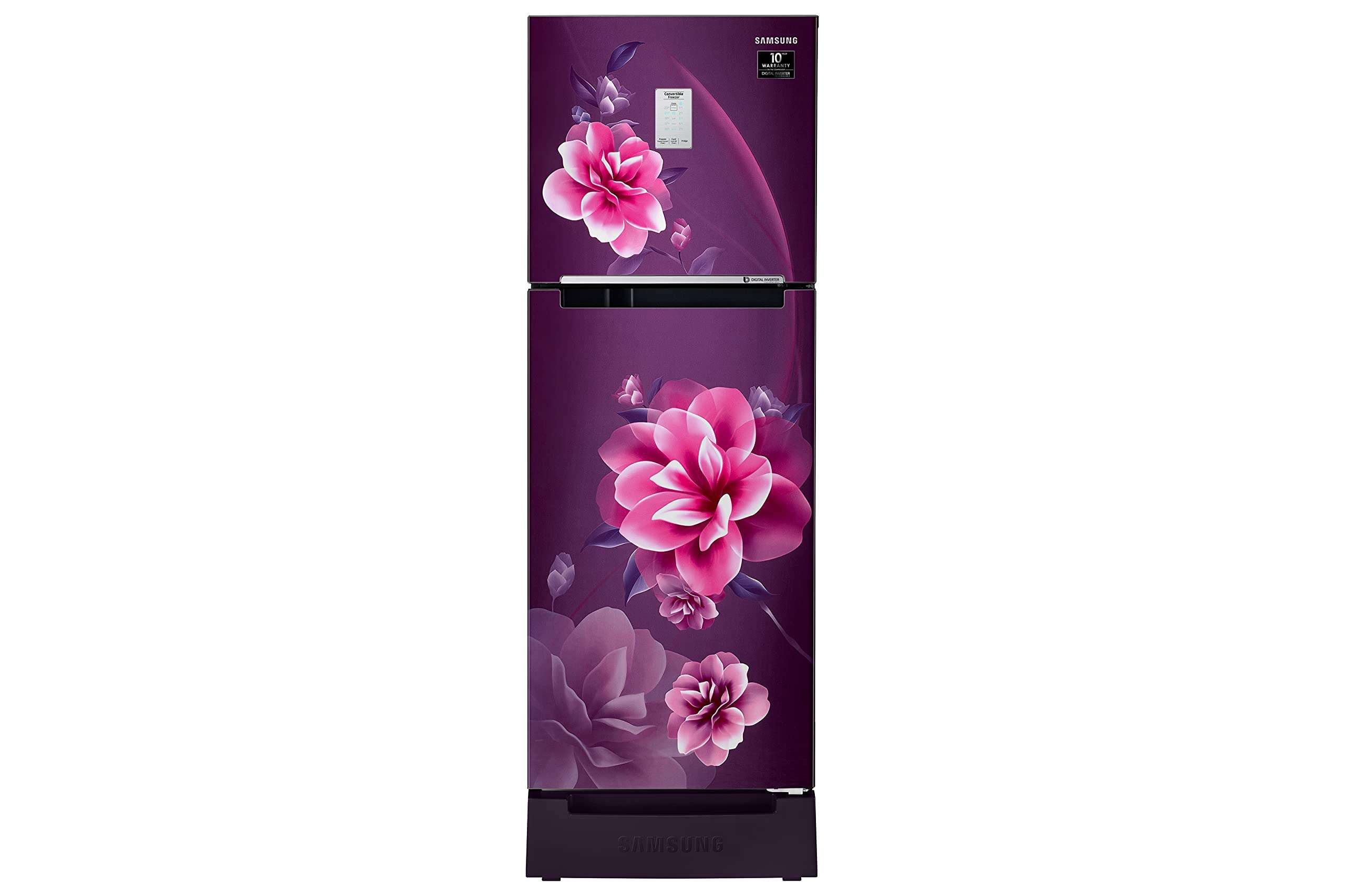 Samsung 244 L 2 Star Inverter Frost Free Double Door Refrigerator (RT28A3C22CR/HL, Camellia Purple, Base Stand with Drawer, Curd Maestro, Convertible, 2022 Model)