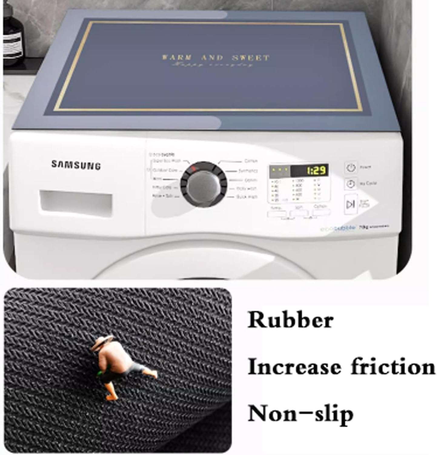 Clefairy Super Absorbent Washing Machine Covers Washable Coffee Machine Mat Dust-proof Pad for Refrigerator Kitchen Dishes Drying Mat-60*60CM 6