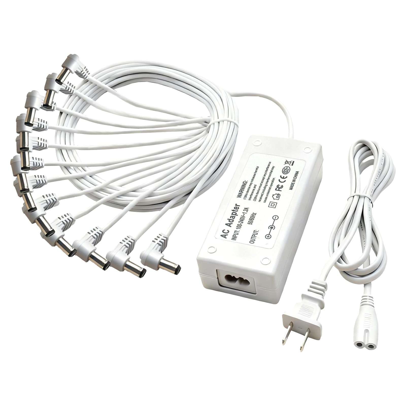 4.5V Power Adapter for Lemax Lighted Accessory 94566 94563 94564 94565 74295 74269 74707 84428 44242 Christmas Halloween Village Lights Micro Lighting Building Decor(12 Output White)