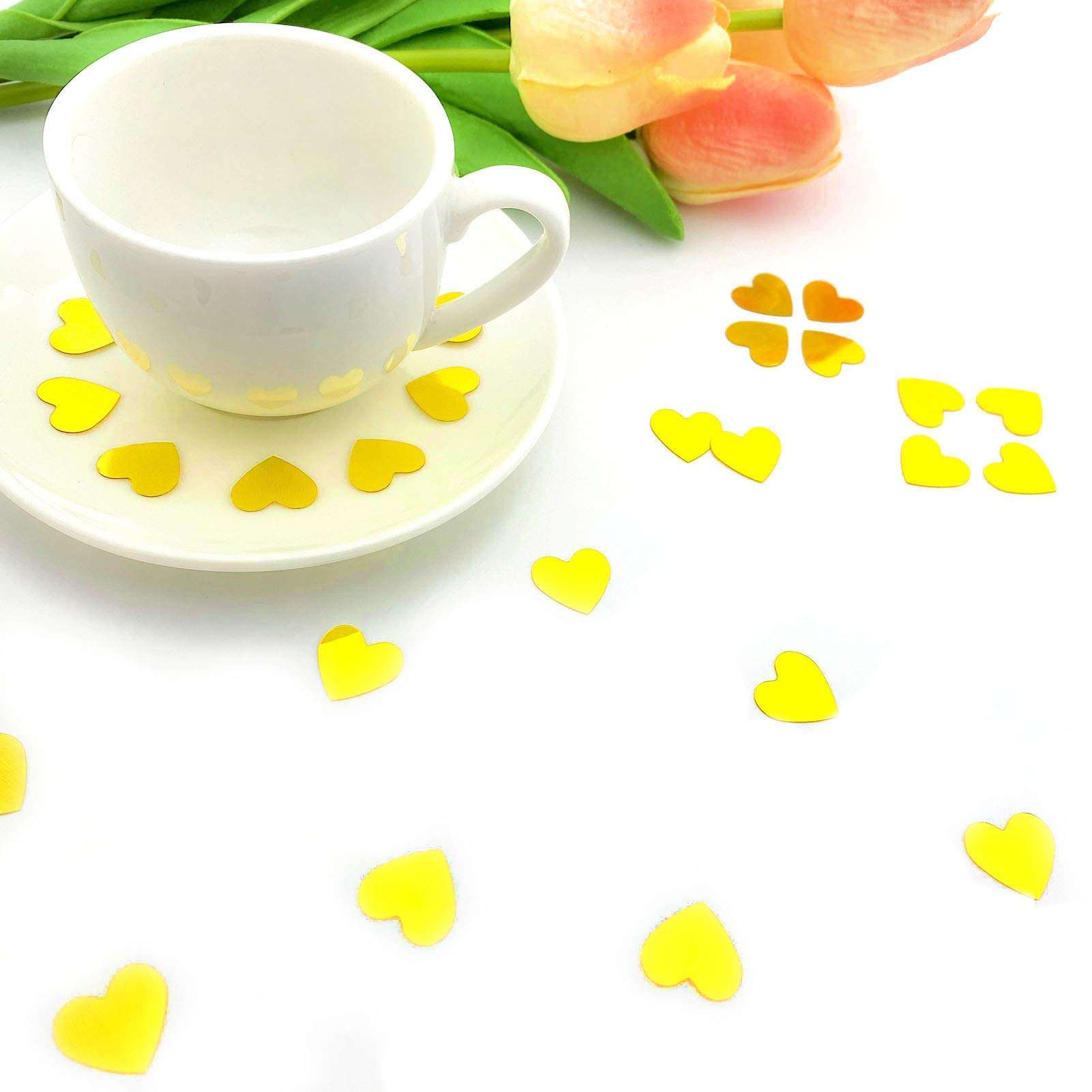 Heart Confetti Valentine's Day Table Confetti Metallic Foil for Party Wedding Happy Birthday Baby Showe Bridal Shower Festival Theme Party Decorations Supplies(Gold) 4