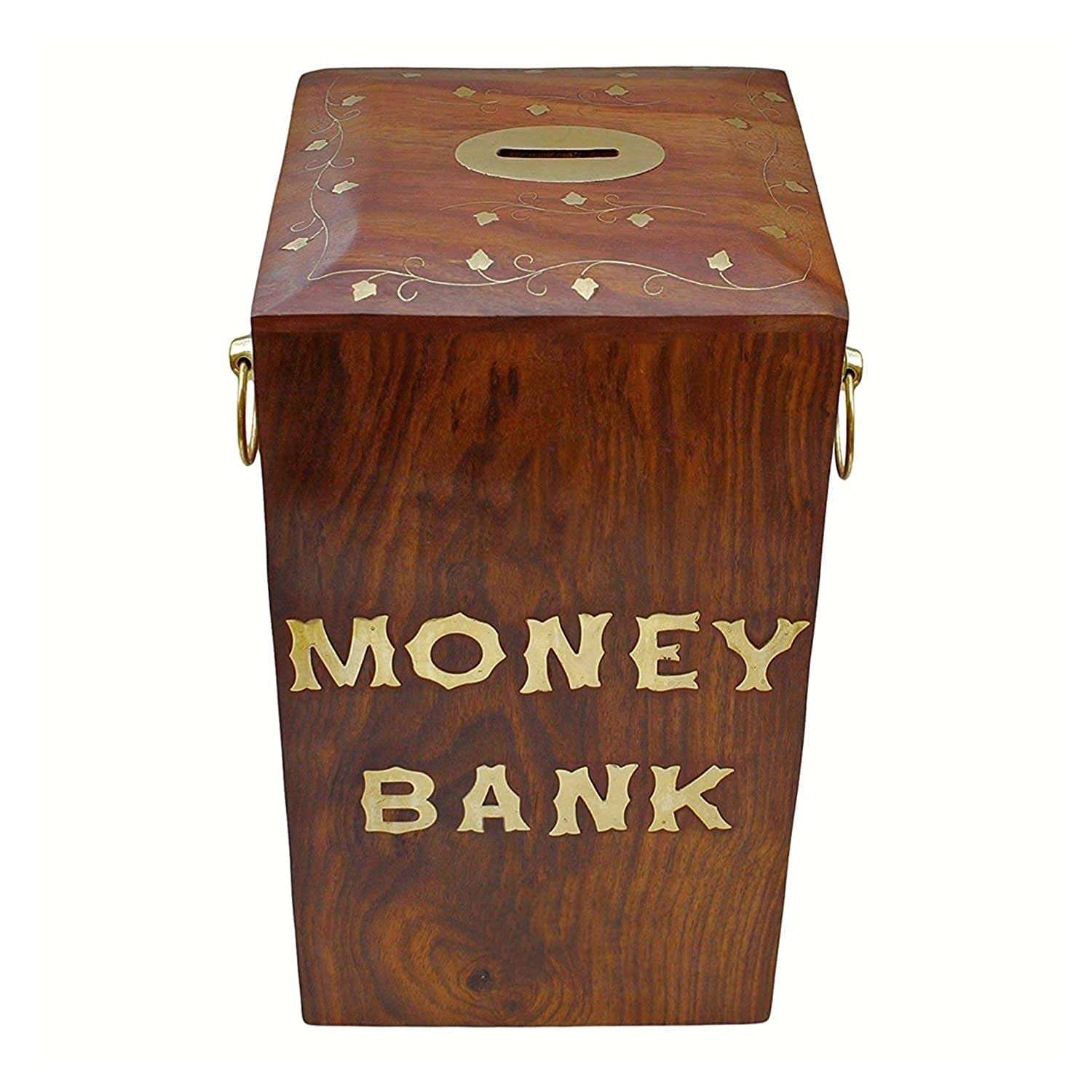 Sankalan Creations Money Bank Big Size Master Size Large Piggy Bank Wooden 6 x 5 inch for Kids 3
