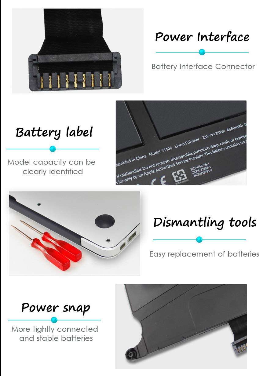 AN·GWEL 7.3V 35WH Replacement Battery for Apple MacBook Air 11" A1406 (2011) A1465 (2012) A1465 (Mid 2012) - 1 Year Warranty 4