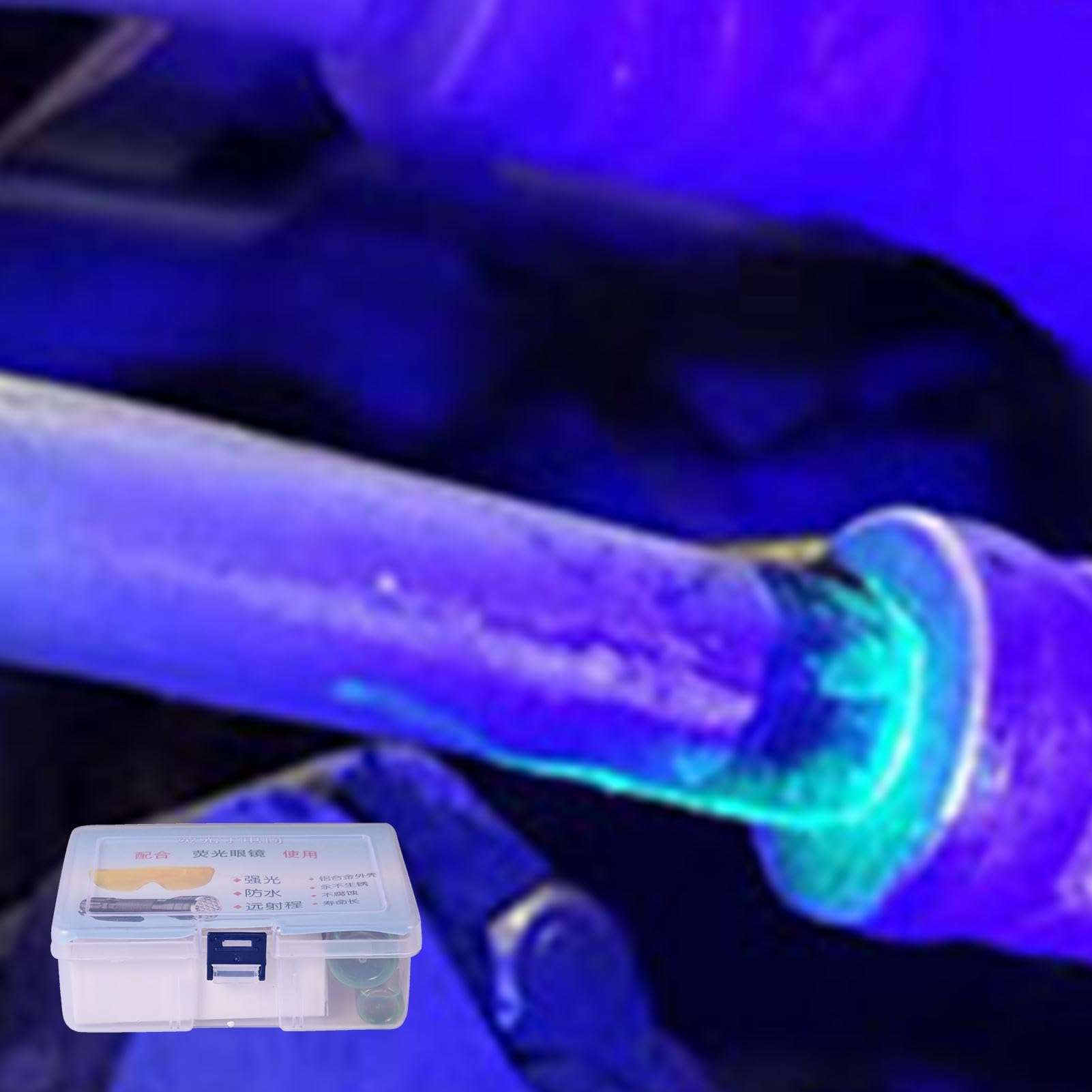 IITA AC Leak Kit - Aluminum Alloy Oil Leak Kit - Coolant Leak Detection Kit, Oil Dye Leak Kit with LED Flashlight, Goggles, 3 AA Battery, Refrigerant Leak Detecting Accessories for Home, Cars 6