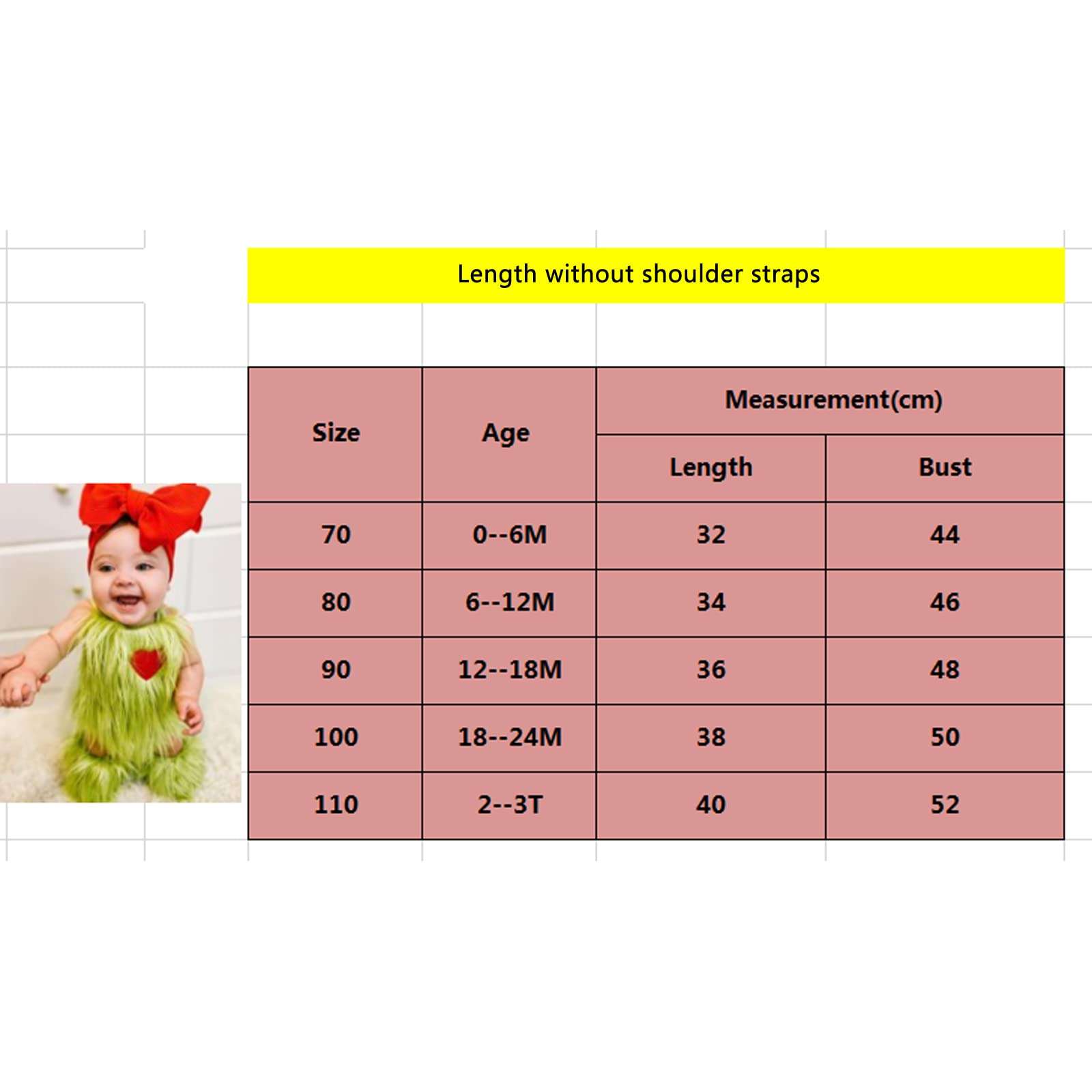 RWYBEIW Christmas Baby Girl Outfit Infant Furry Sleeveless Romper Headband Leg Warmer Green Monster Xmas Cosplay Costume (Green, 6-12 Months) 3