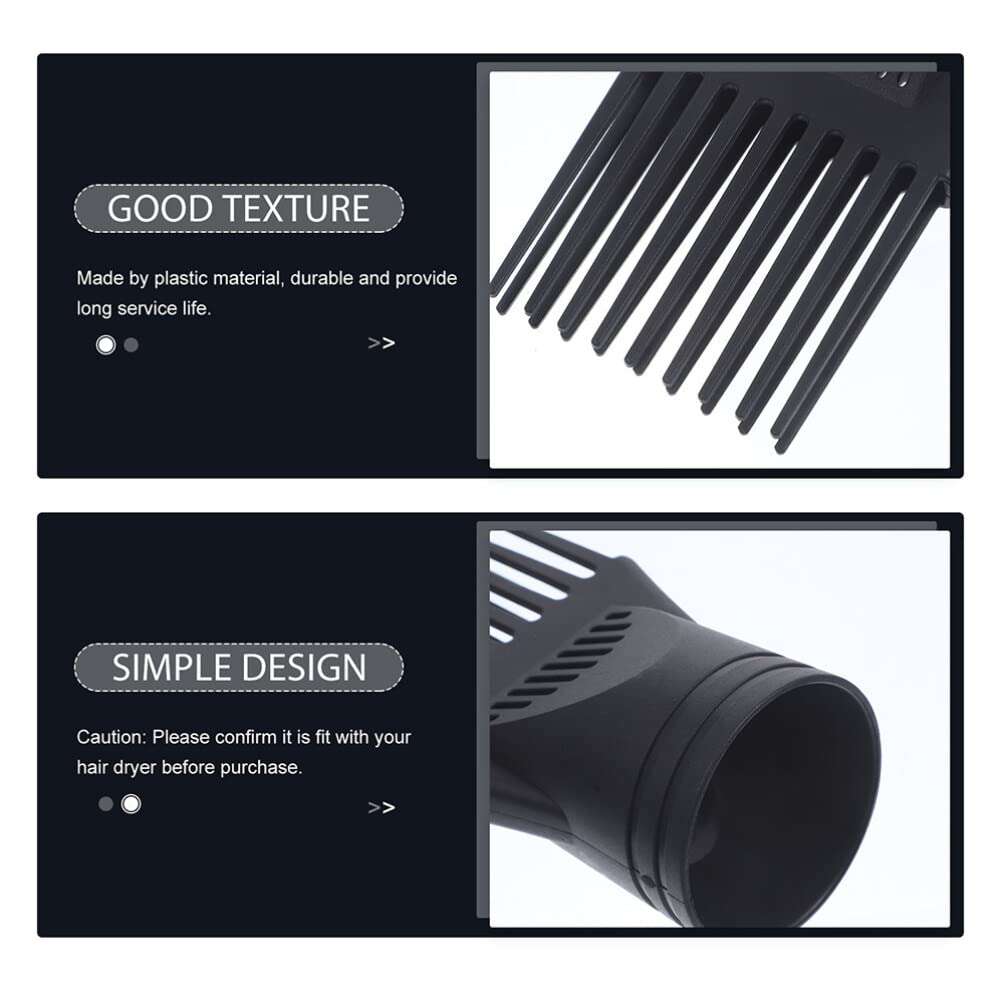FOMIYES 2pcs Hair Dryer Comb Wide Tooth Comb Attachment Blow Dryer Diffuser Comb Professional Hair Dryer Black Comb Diffuser Attachment for Hair Dryer Universal Hair Straightener Plastic 5