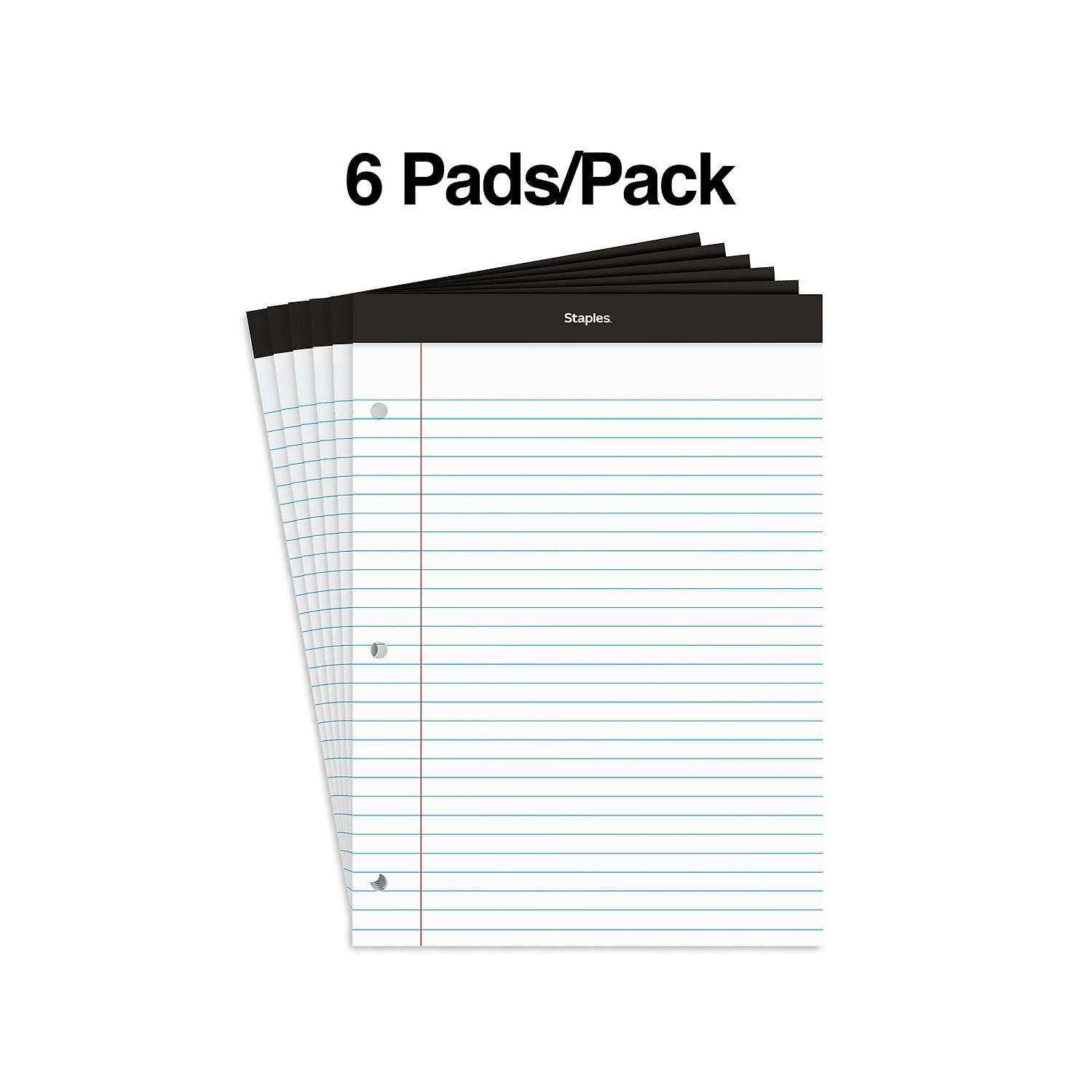Staples 478900 Double Pad Notepads 8.5x11.75 White 100 Sh/Pd 6 Pd/Pk 3