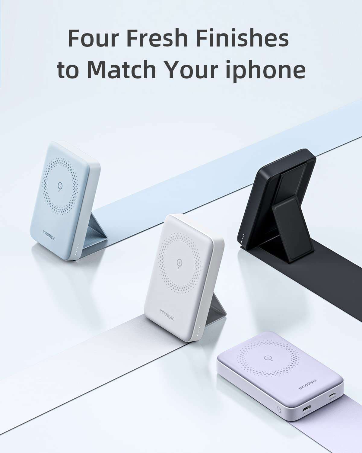 Innostyle 10000mah Magnetic Power Bank, MagSafe Charger, Wireless Battery Pack, Portable Battery Charger with PD 20W Type C Fast Charging for iPhone 14/13/12-White 6