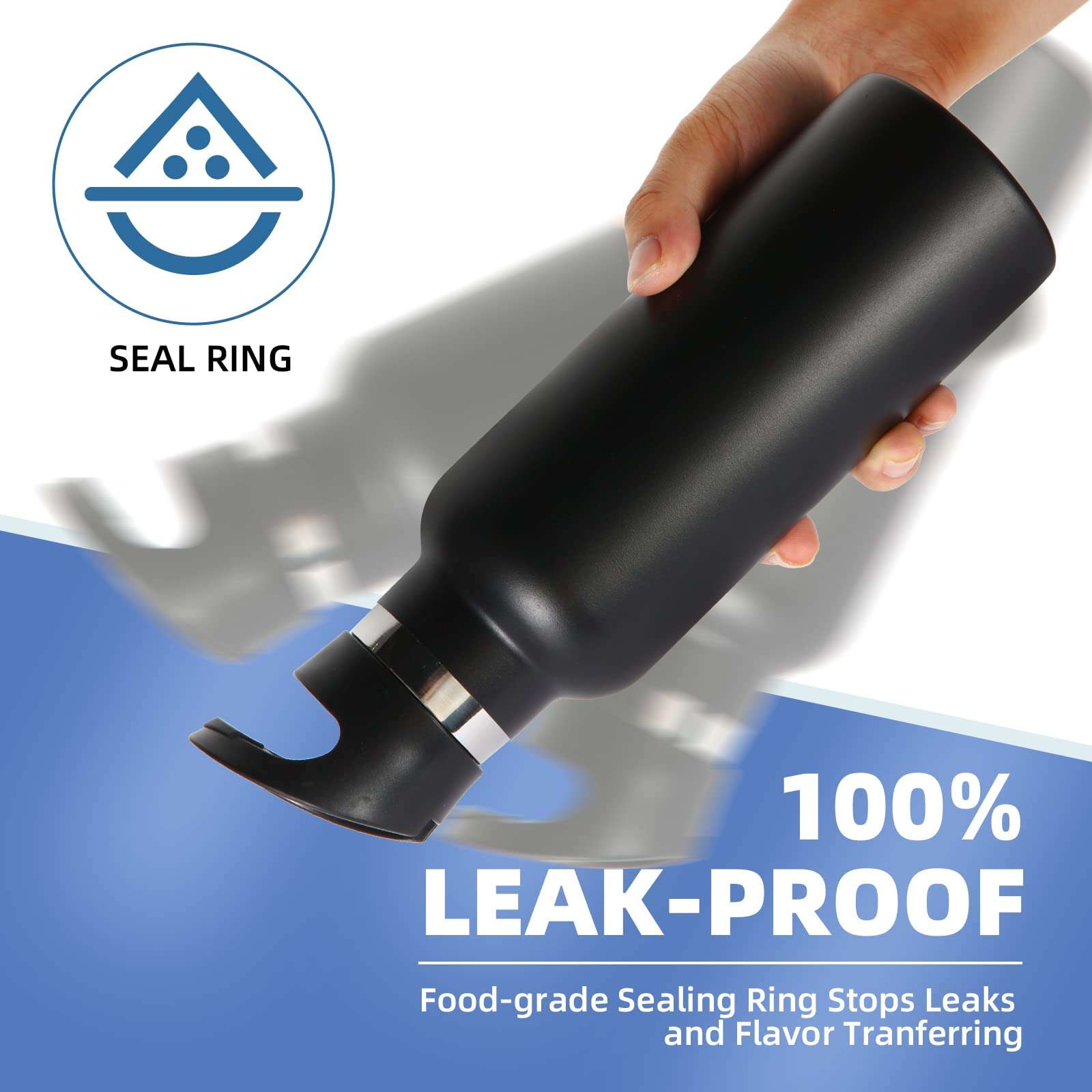 Volhoply 17oz Insulated Water Bottle Bulk 8 Pack,Stainless Steel Kids Water Bottles with Straw Lid,Double Wall Vacuum Metal Thermos Water Bottle,Reusable Sports School Flask Keep Cold(Black,8 Set) 6