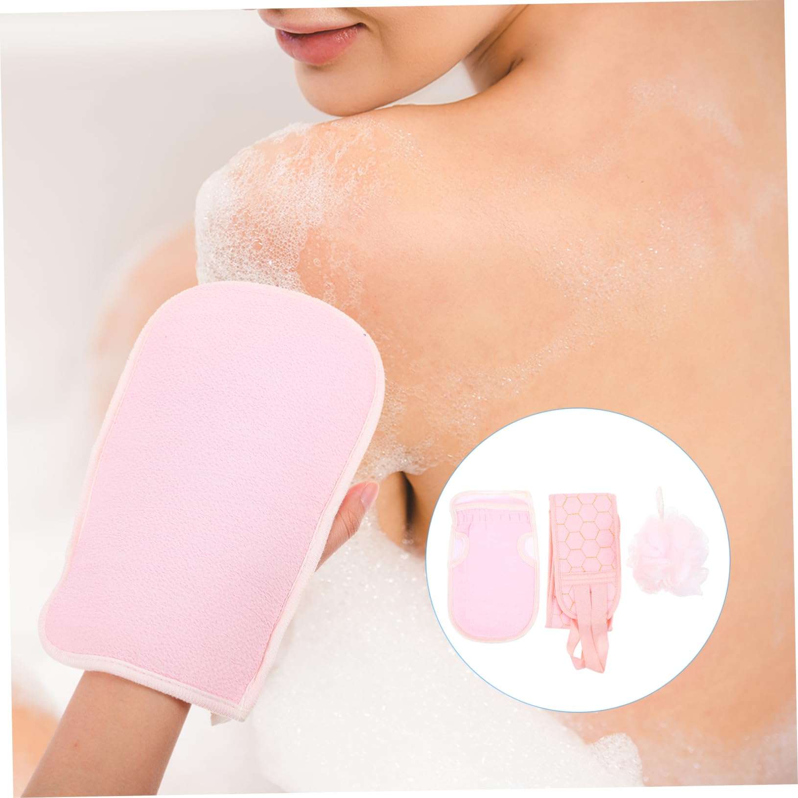 KESYOO 1 Set 3pcs Glove Pull Scrub Towel Shower Skin Exfoliator Gloves Exfoliating Back Scrubber Tan Body Scrub Gloves Back Strip Bath Towel Take a Bath Sponge Bath Artifact 4