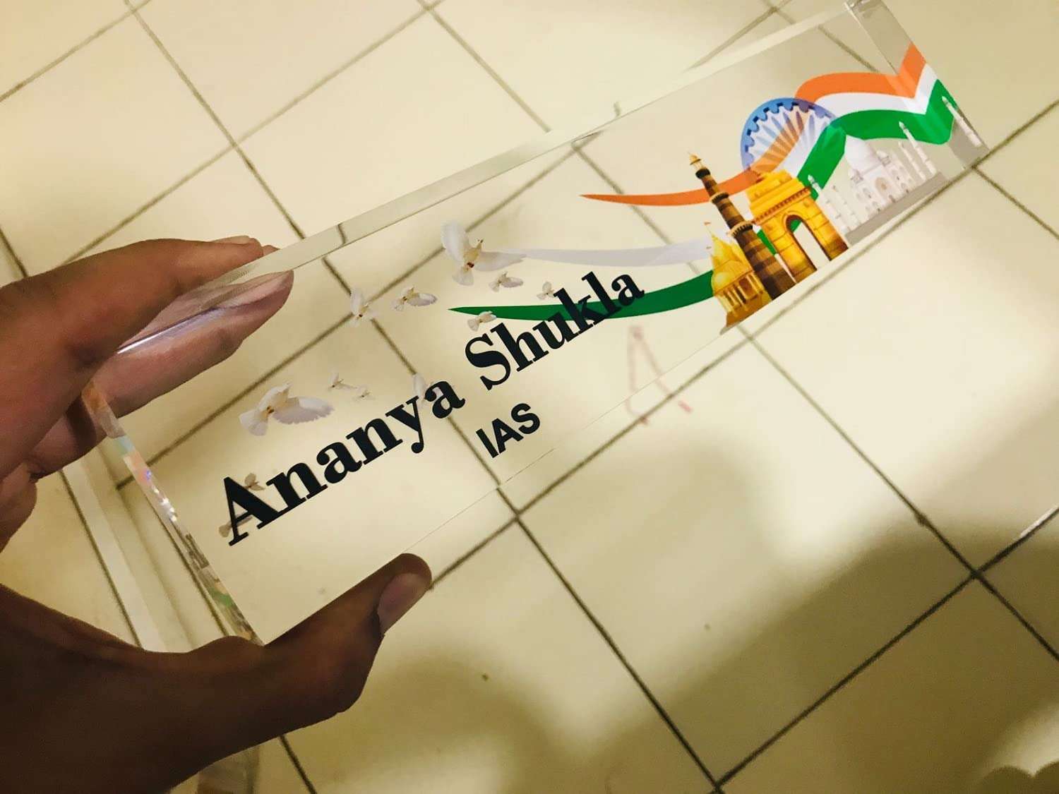 OOCLAS Desk Name Plates, IAS Officer Desk Name Plate, Custom Acrylic Desk Nameplate, Government Sign Plate In Size 8 X 2.50 X 1.25 Inches 4