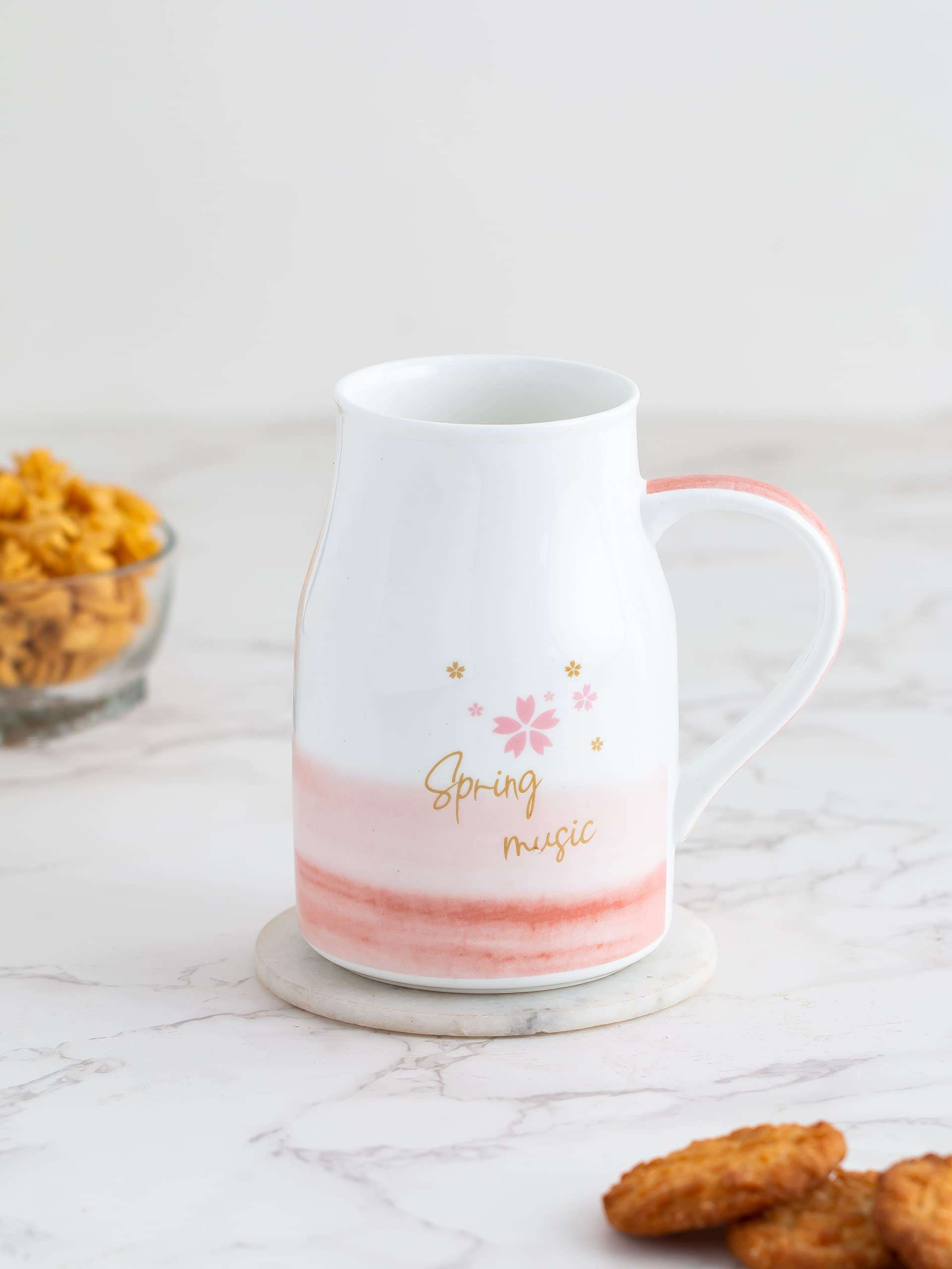 JCPL Fine Ceramic Milk/Tea/Coffee Mug - Set of 2 - 350 ml Each-Flask Mugs