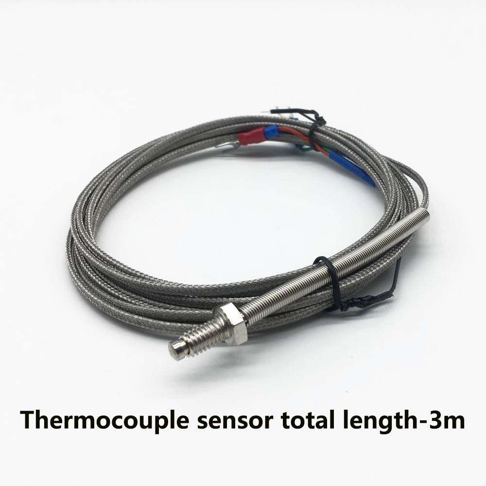 Bending Shield Compensation Wire K Type Probe Thermocouple Sensor with Threaded Connection for Gas Furnaces, Boilers and Water Heaters (thermocouple Probe Total length-3m) 2