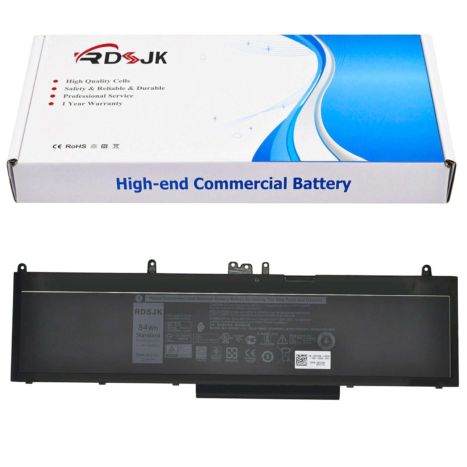 RDSJ WJ5R2 4F5YV Laptop Battery for Dell Latitude 5570 E5570 Precision 3510 M3510 Series Notebook 0G6LC G9G1H 04F5YV 0G9G1H K1G3K 11.4V 84Wh 1