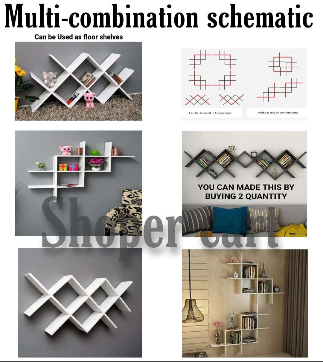 FireBees Showcase for Home Decoration Items,Wall shelve Home Decor for Living Room,Wall shelve for Hall,Shelf for Living Room Stylish,intersecting Wall shelv,Showcase for trophoies (Purple) 3