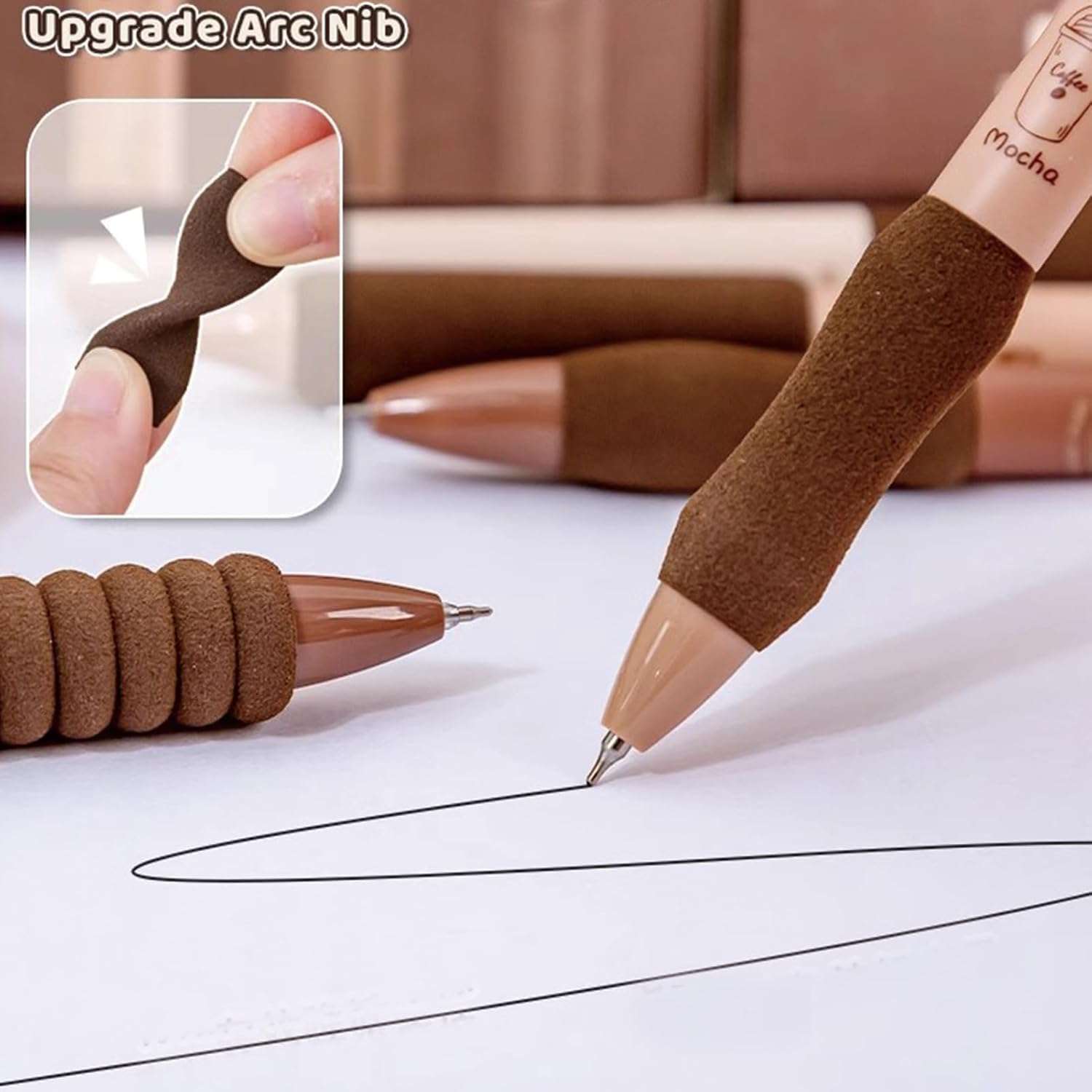 COOFANDY Coffee Theme 5Pcs Cute Gel Pens, Retractable Quick Dry Blue Ink Gel Pens 0.5mm Kawaii Fine Point Smooth Writing Pens for Journaling Note Taking Aesthetic Pens for Office School Supplies 3