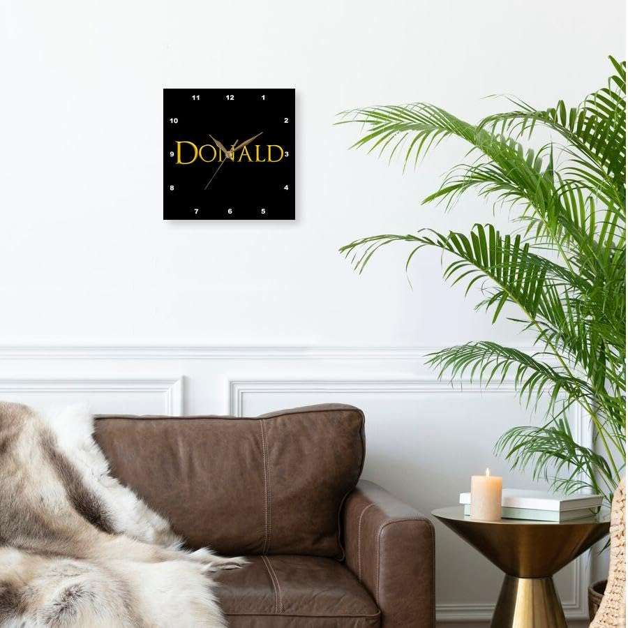 3dRose Wall Clock Silent - 13 inch - Donald Popular, Trendy Gentleman Name in The USA. an Elegant Amulet - Alexis Design - Popular Male Names in USA 3